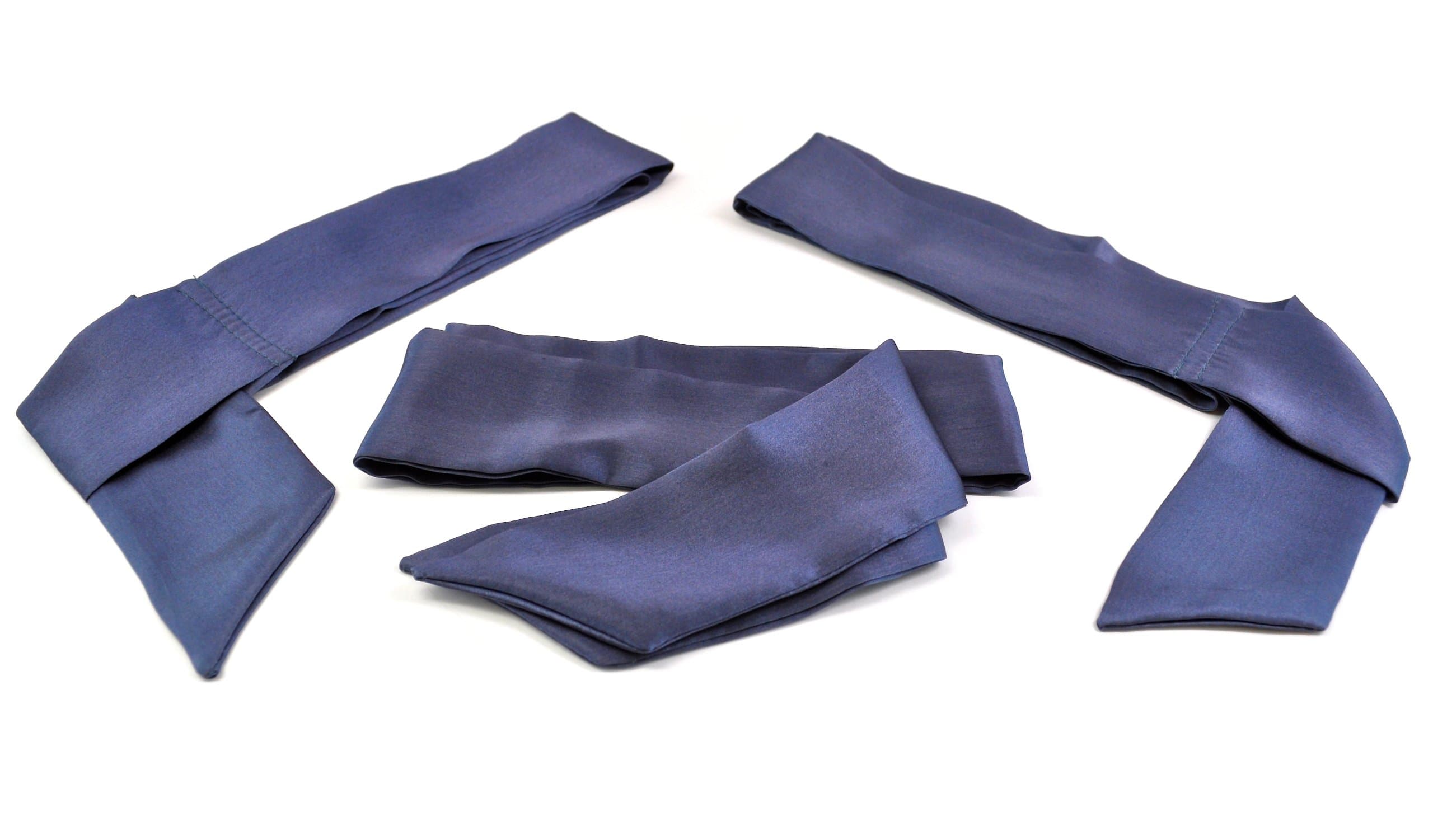 Silk Restraint Set (3 Silk Sash Restraint Ties) | 100% Pure Luxurious Silk Sash Restraints for Fantasy Play (Cobalt Grey)