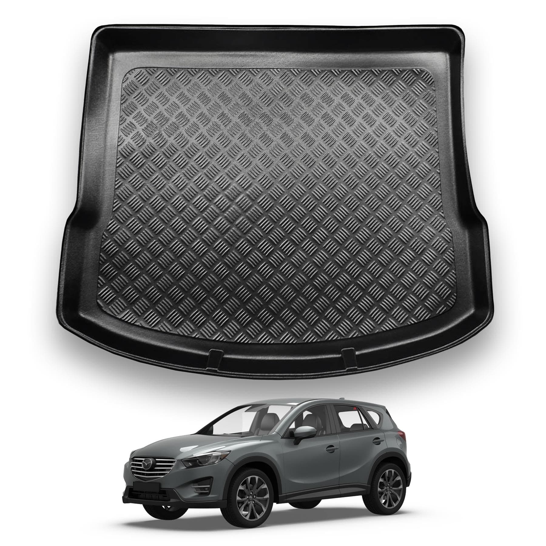 NOMAD Mazda CX-5 (2012-2017) Boot Liner Tailored Fit Car Floor Mat Protector Non Slip Waterproof Raised Edges Compatible Custom Fit Accessory Black Dog & Pet Friendly Easy Install All-Weather