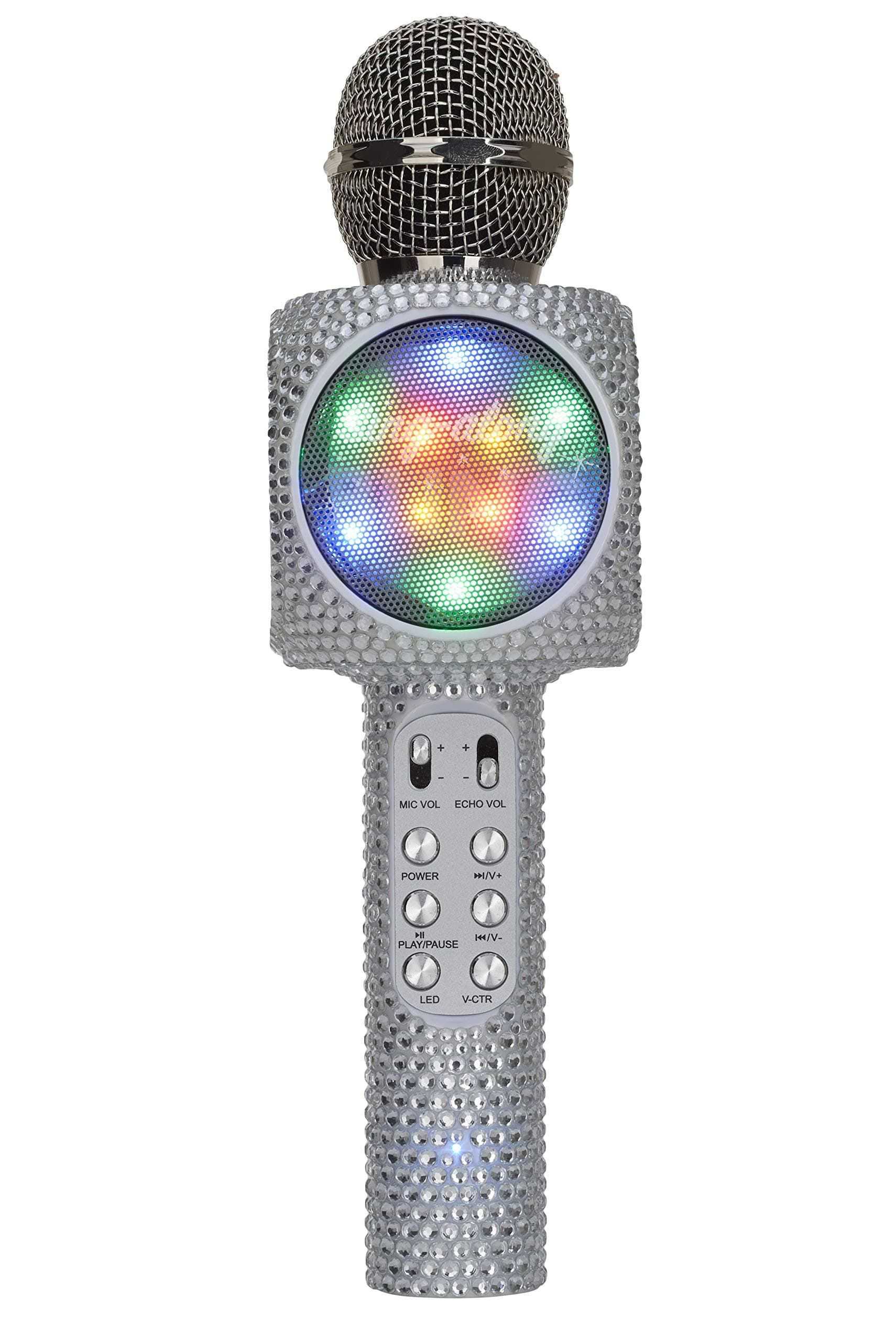 Sing-Along Bling Bluetooth Karaoke Microphone and Bluetooth Stereo Speaker All-in-One (Silver Bling)