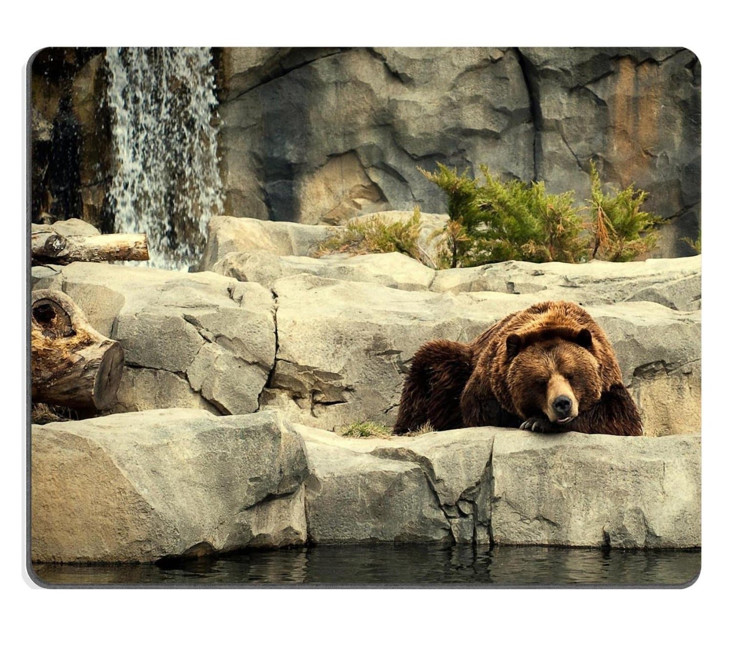 Grizzly Bear Stones Sleeping Water Mouse Pads Customized Made to Order Support Ready 9 7/8 Inch (250mm) X 7 7/8 Inch (200mm) X 1/16 Inch (2mm) Eco Friendly Cloth with Neoprene Rubber Liil Mouse Pad Desktop Mousepad Laptop Mousepads Comfortable Computer Mouse Mat Cute Gaming Mouse pad