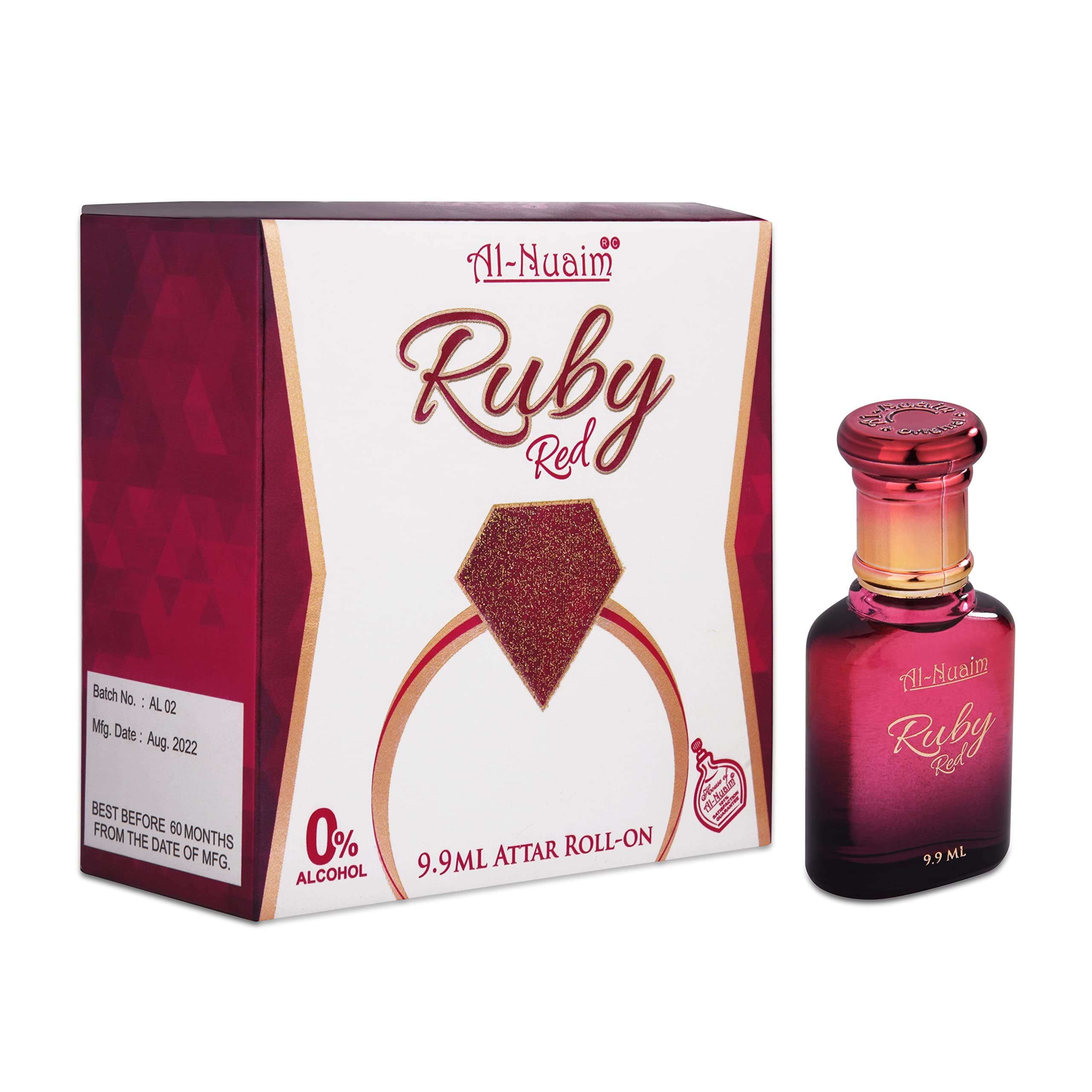 Al Nuaim Amer Series | Ruby Red Alcohol Free Unisex Attar - 9.9ml | Concentrated Perfume Oil | Premium-Grade Oriental Attar | Long Lasting Fragrance