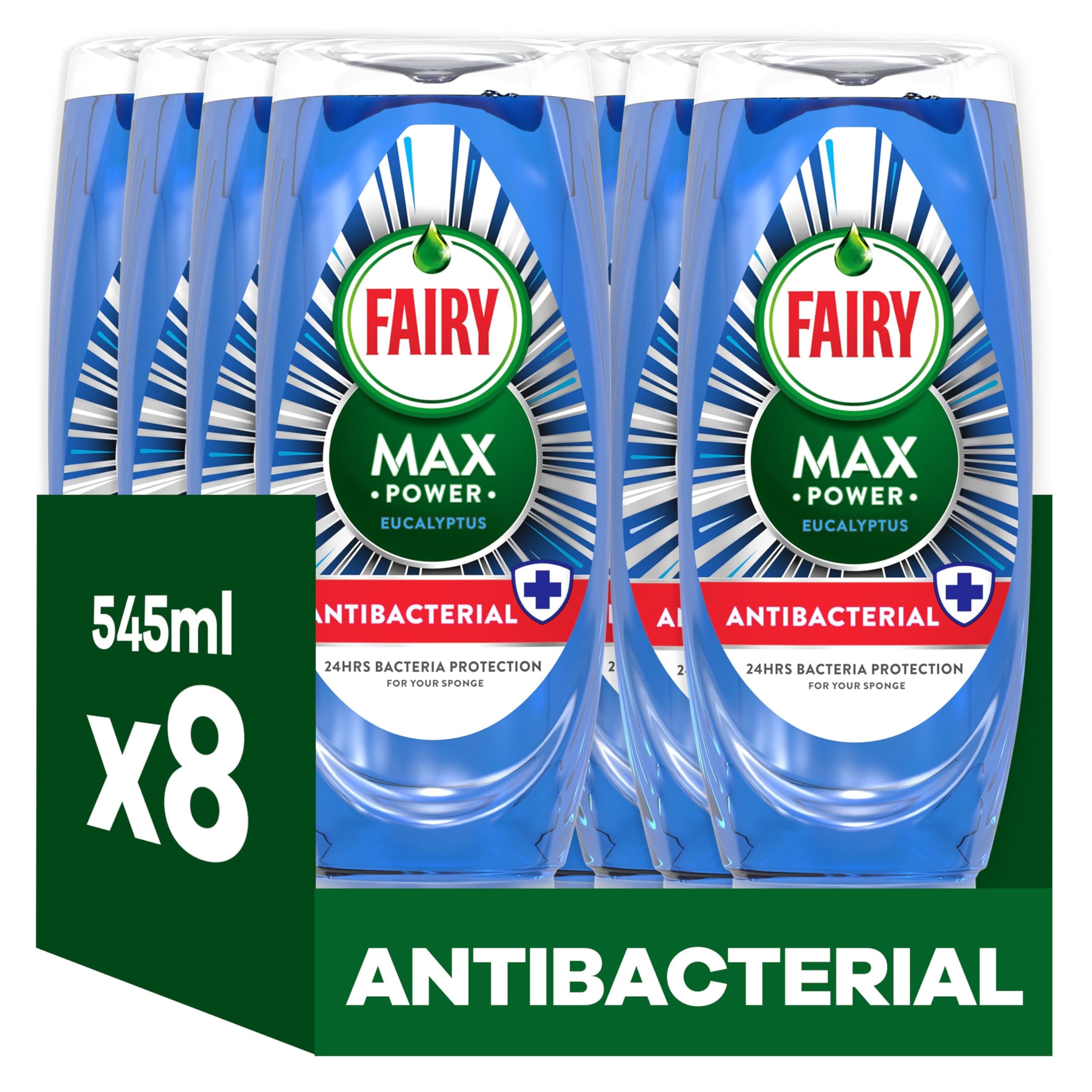 Fairy Max Power Washing Up Liquid Antibacterial 8 x 545ML, Easy & Effortless ...