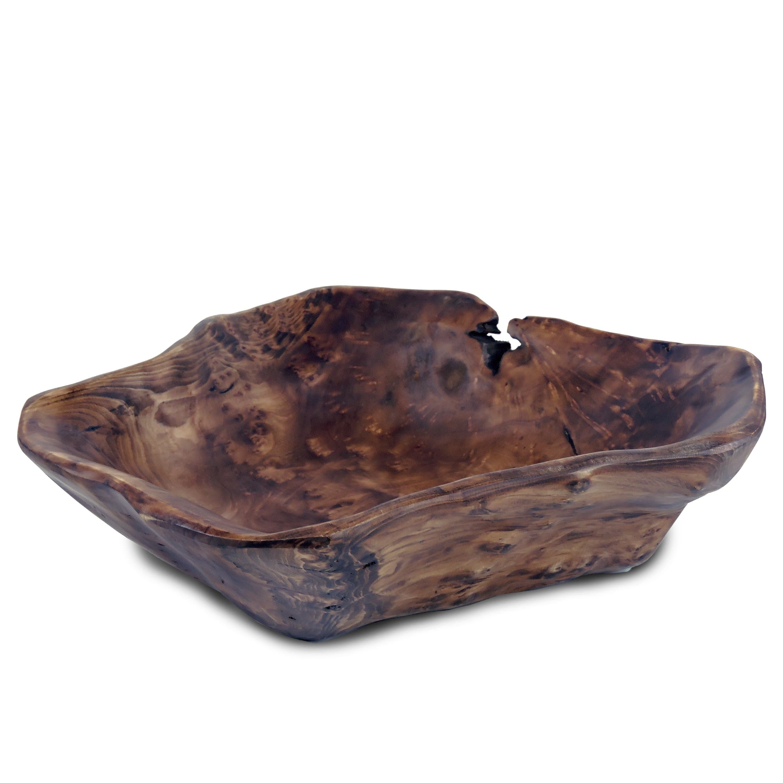 Enrico Large Root Wood Chocolate Serving Bowl,