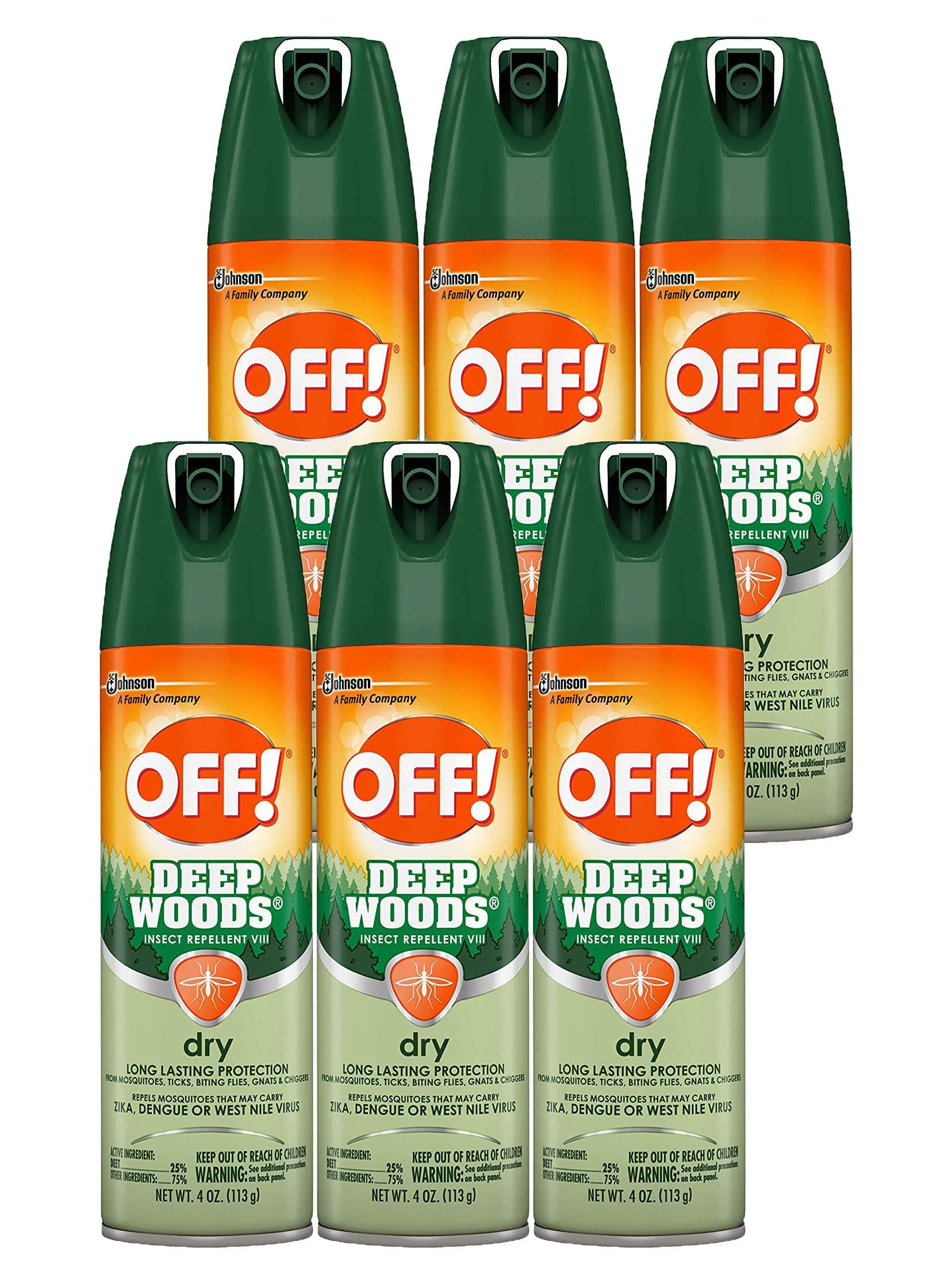 OFF! Deep Woods Dry Spray Long Lasting Protection (Pack - 6)