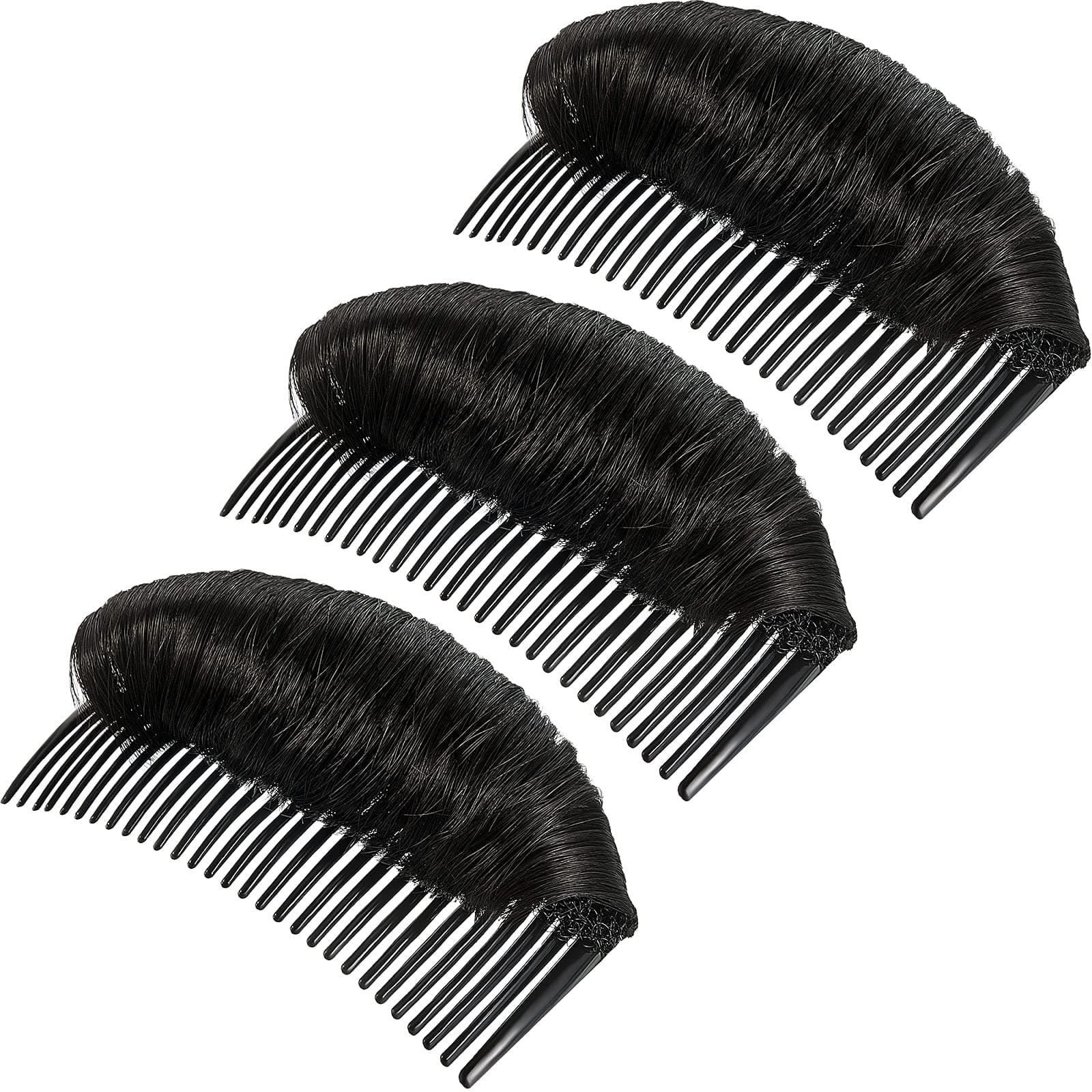 WILLBOND 3 Pieces Invisible False Hair Clips, Increased Pad Bump It Up Volume Hair Base Fluffy Princess Styling Insert Tool for Women Girls(Black)