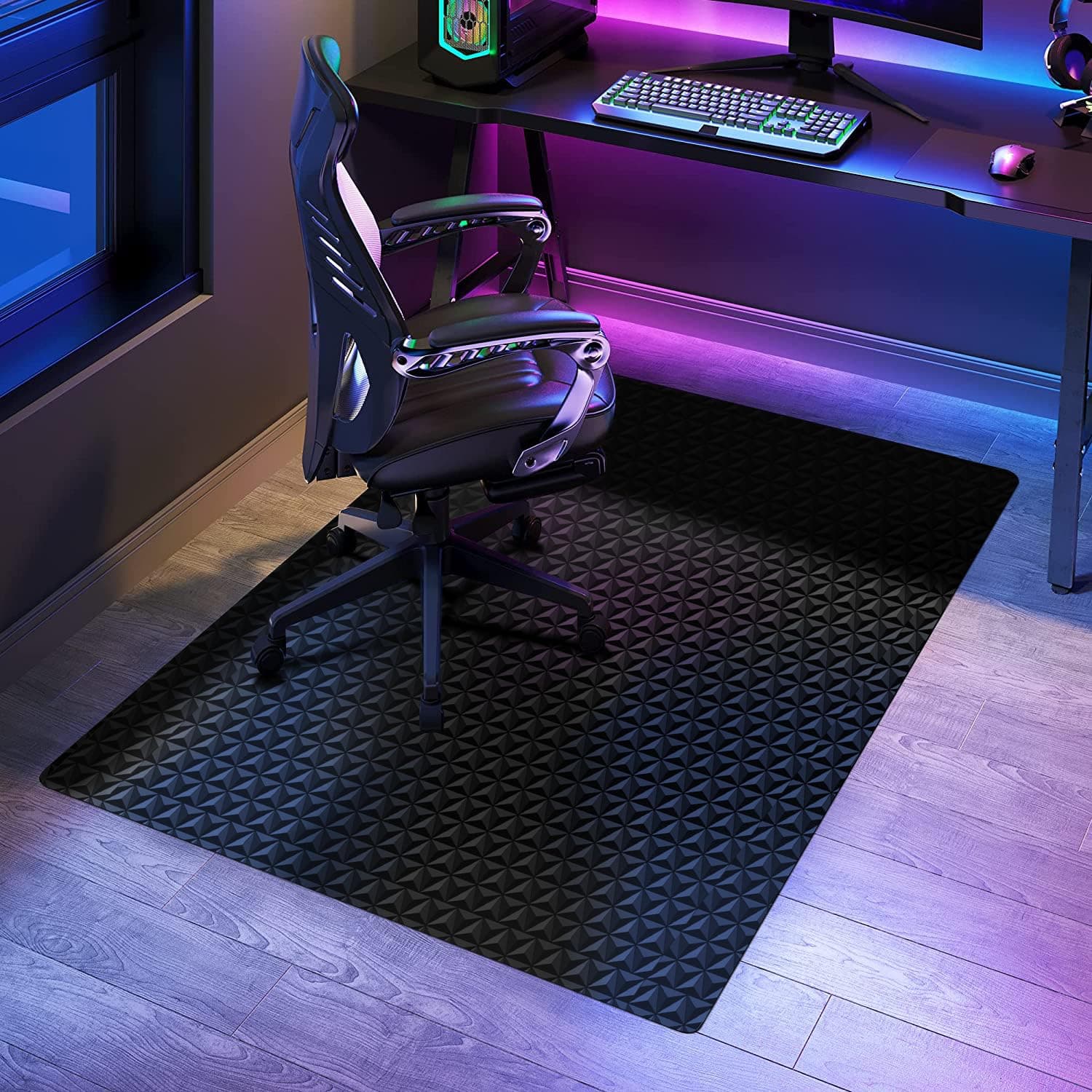 SALLOUS Chair Mat for Hard Floors, 47"x36" Office Chair Mat for Hardwood Floor, Multi-Purpose Hard Floor Protector Computer Desk Mat for Home Office, Non-Slip Vinyl Floor Mat for Gaming Chairs (Black)