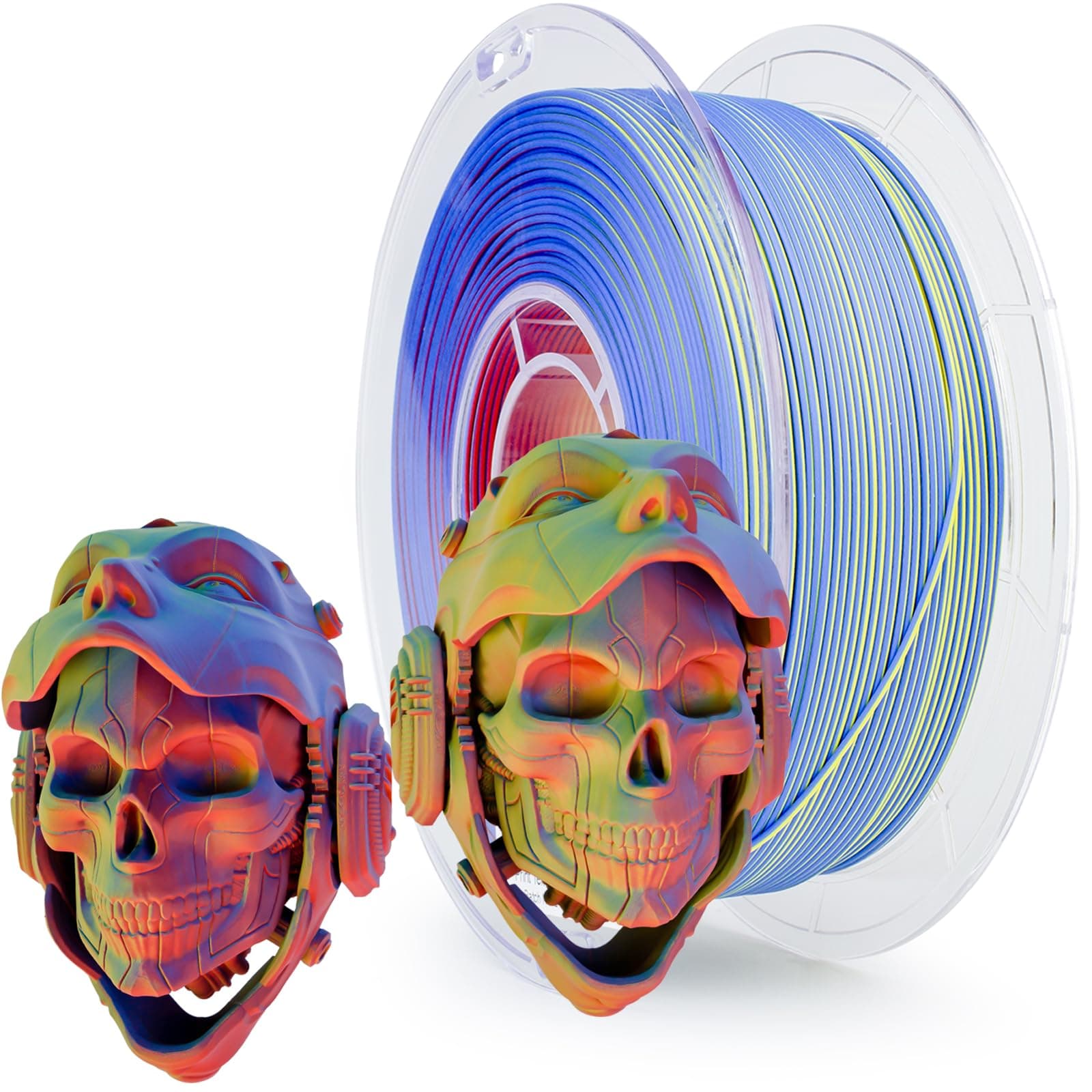 ZIRO Tricolor Gradient Matte 3D Printer Filament, Multicolor Co-Extrusion Matte PLA Filament 1.75mm 1kg/2.2lb, Fit Most FDM 3D Printers, Neon