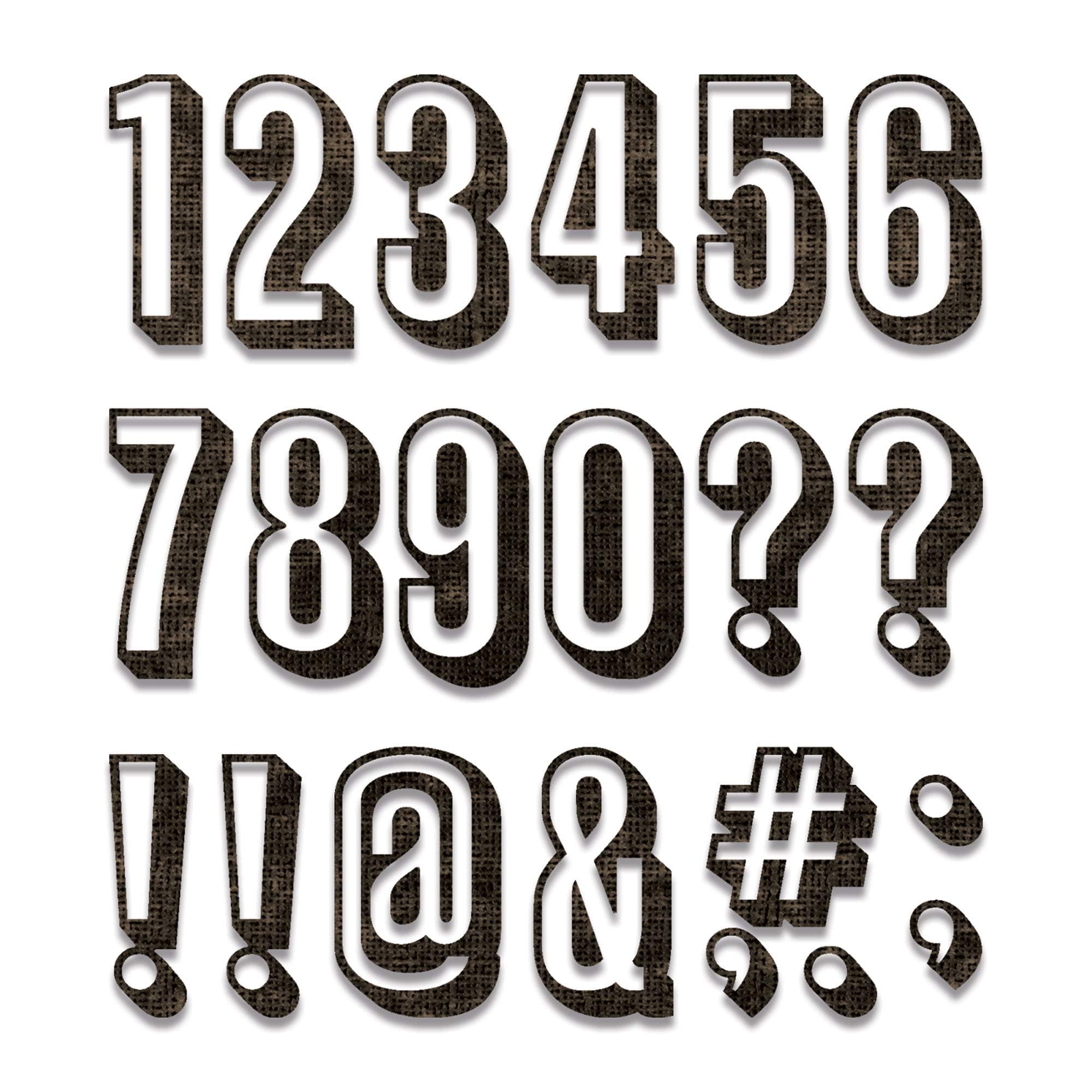 Sizzix Thinlits Die Set 21PK 664808 Alphanumeric Shadow Numbers by Tim Holtz