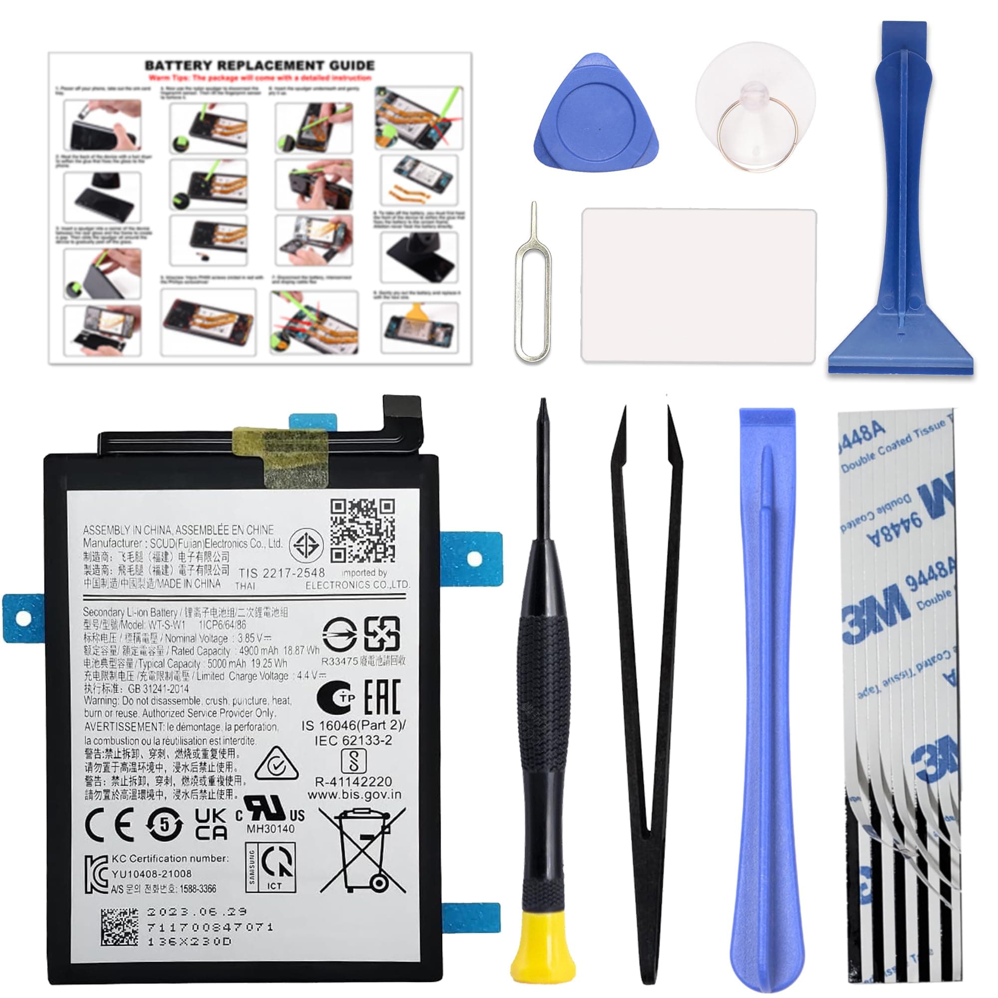 GREEN FUSION for Galaxy A14 5G Battery Replacement WT-S-W1, Compatible with Samsung Galaxy A14 5G SM-A146B, SM-A146B/DS, SM-A146U with Instruction & Repair Toolkit