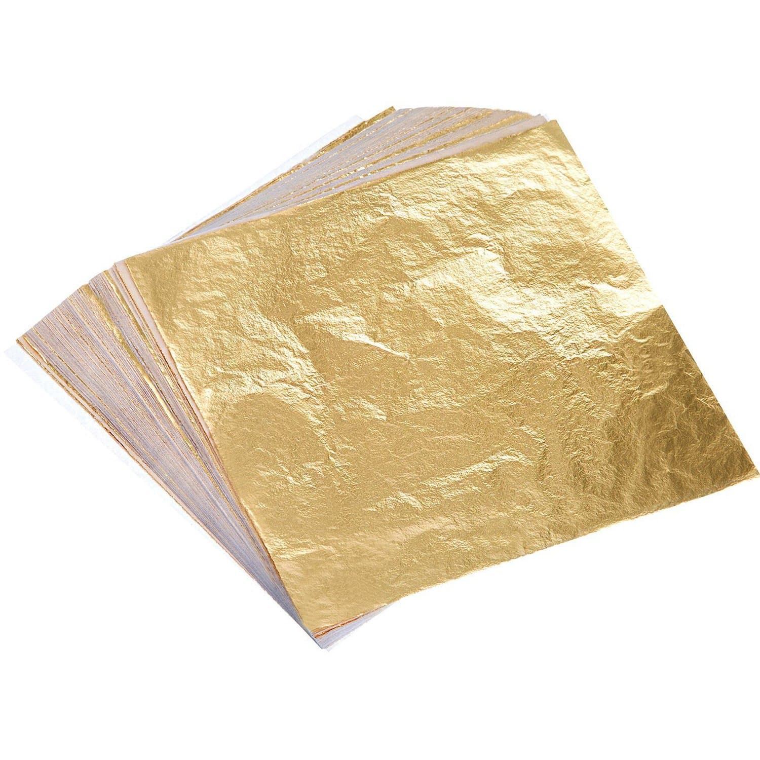 Bememo 100 Pcs Gold Leaf Sheets Imitation Gold Foil Paper Sheets for Arts, Gilding Crafting, Painting, Picture Frames, Projects, Furniture Decoration, 5.5" x 5.5"