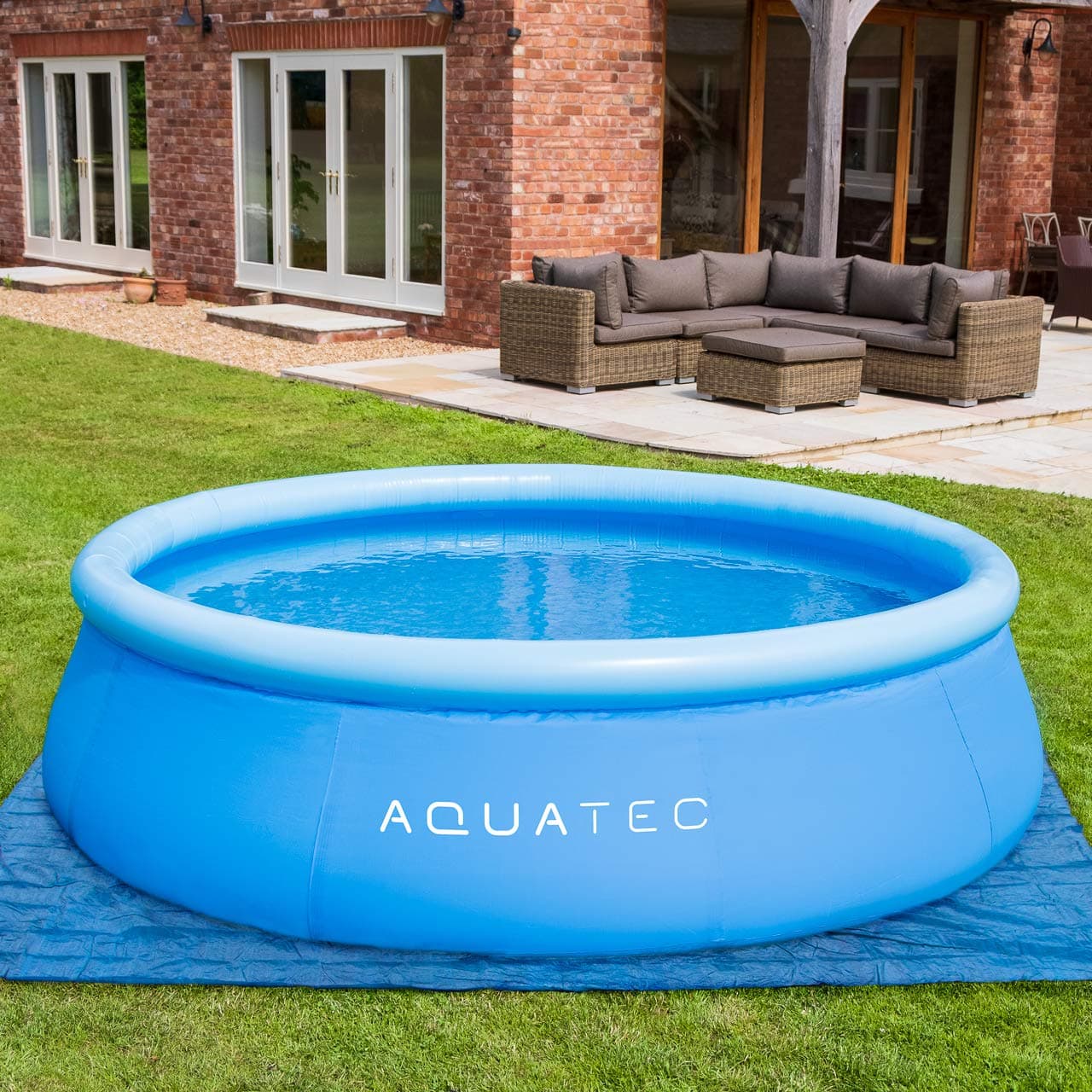 AQUATEC Paddling Pool Ground Mat - Durable Swimming Pool Floor Protector | 3 Size Options - 8ft/10ft/12ft | Easy to Install | Tear Resistant Under Pool Mat (8ft Pool Ground Mat)