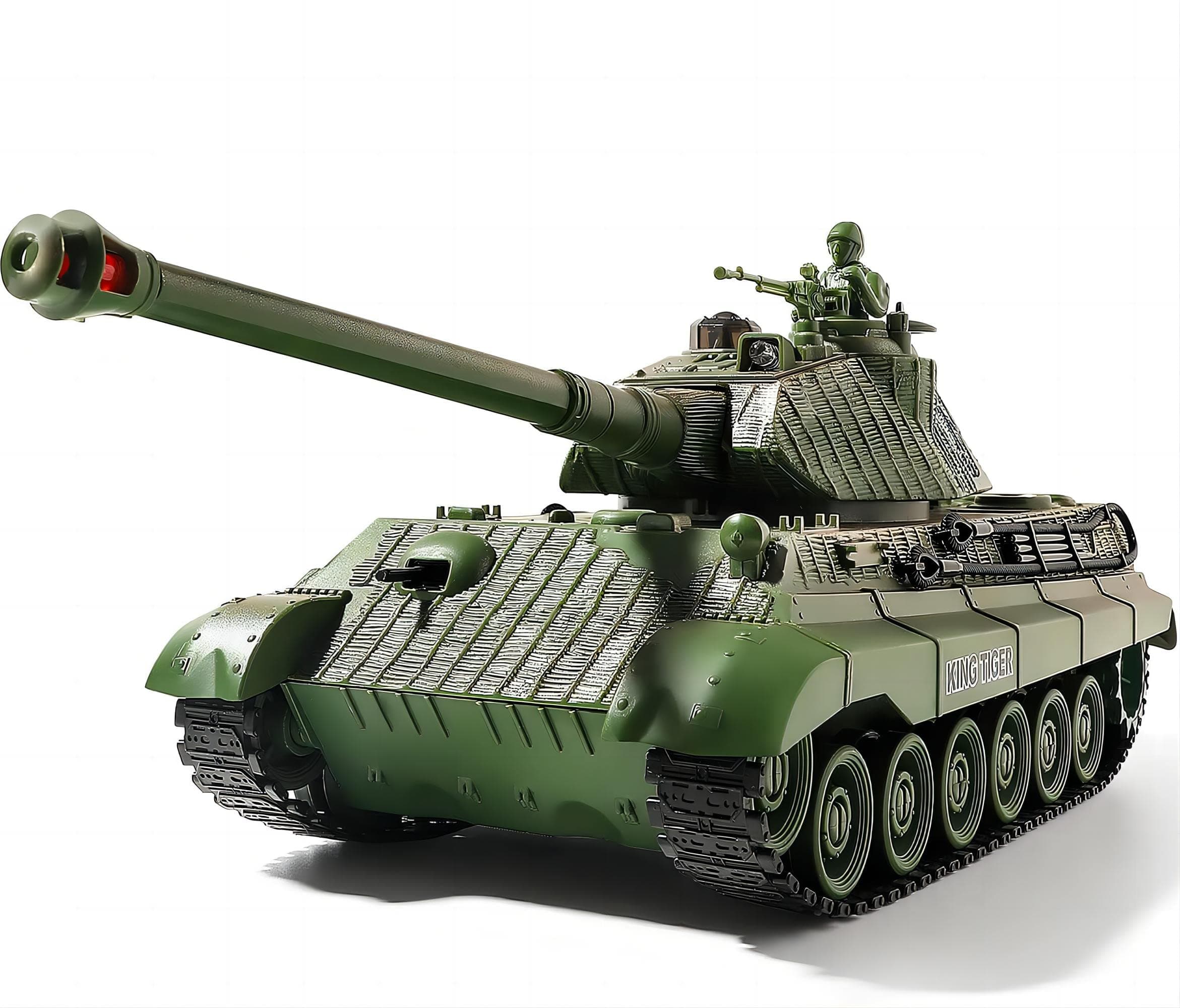 RC Tank, Remote Control WW2 German King Tiger Army Tank Toys, 1:28 Scale 9 Channels RC Military Vehicles for Kids Boys,Girls Best Ages 6 7 8 9 10