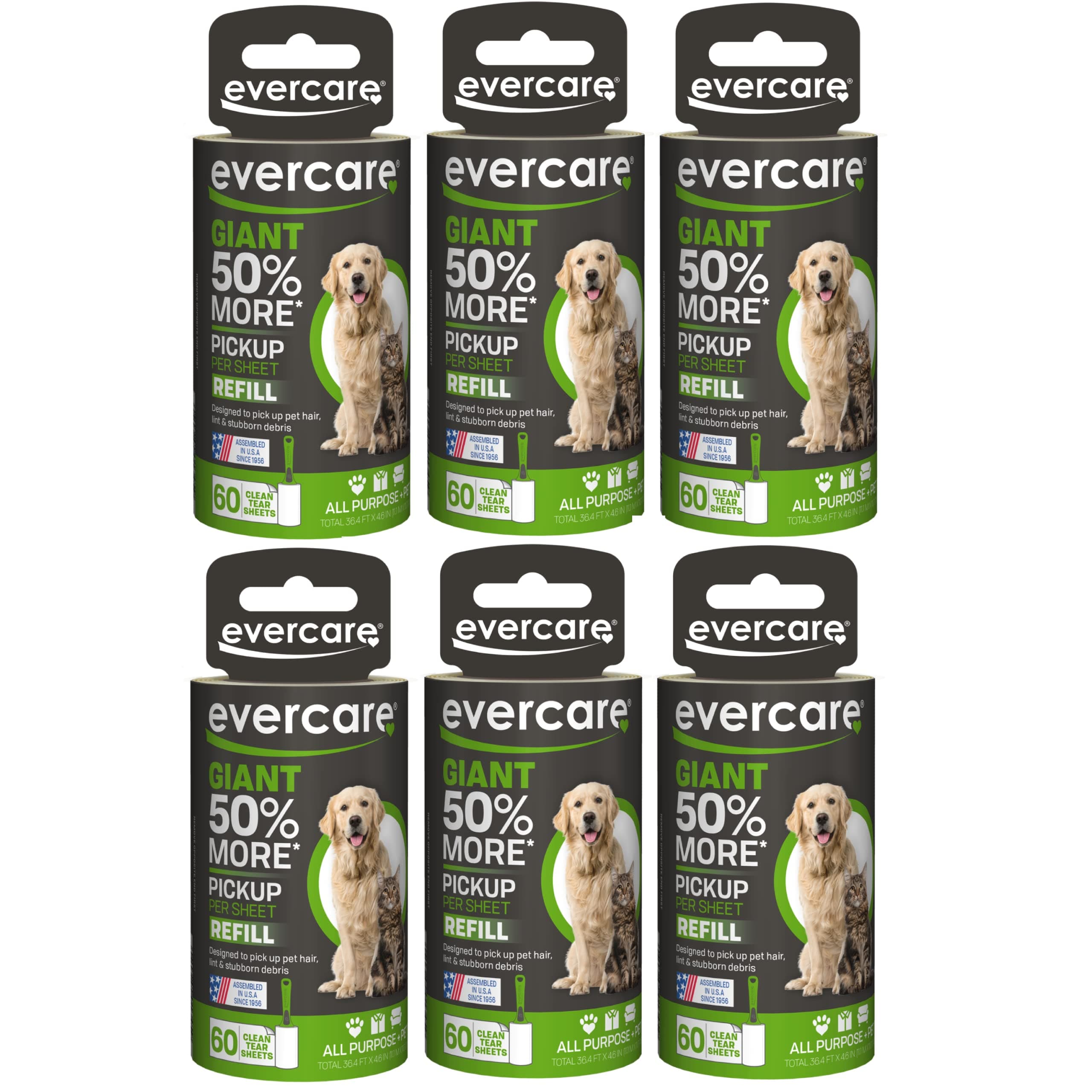 Evercare Giant PET Hair Roller REFILL - 6 Pack