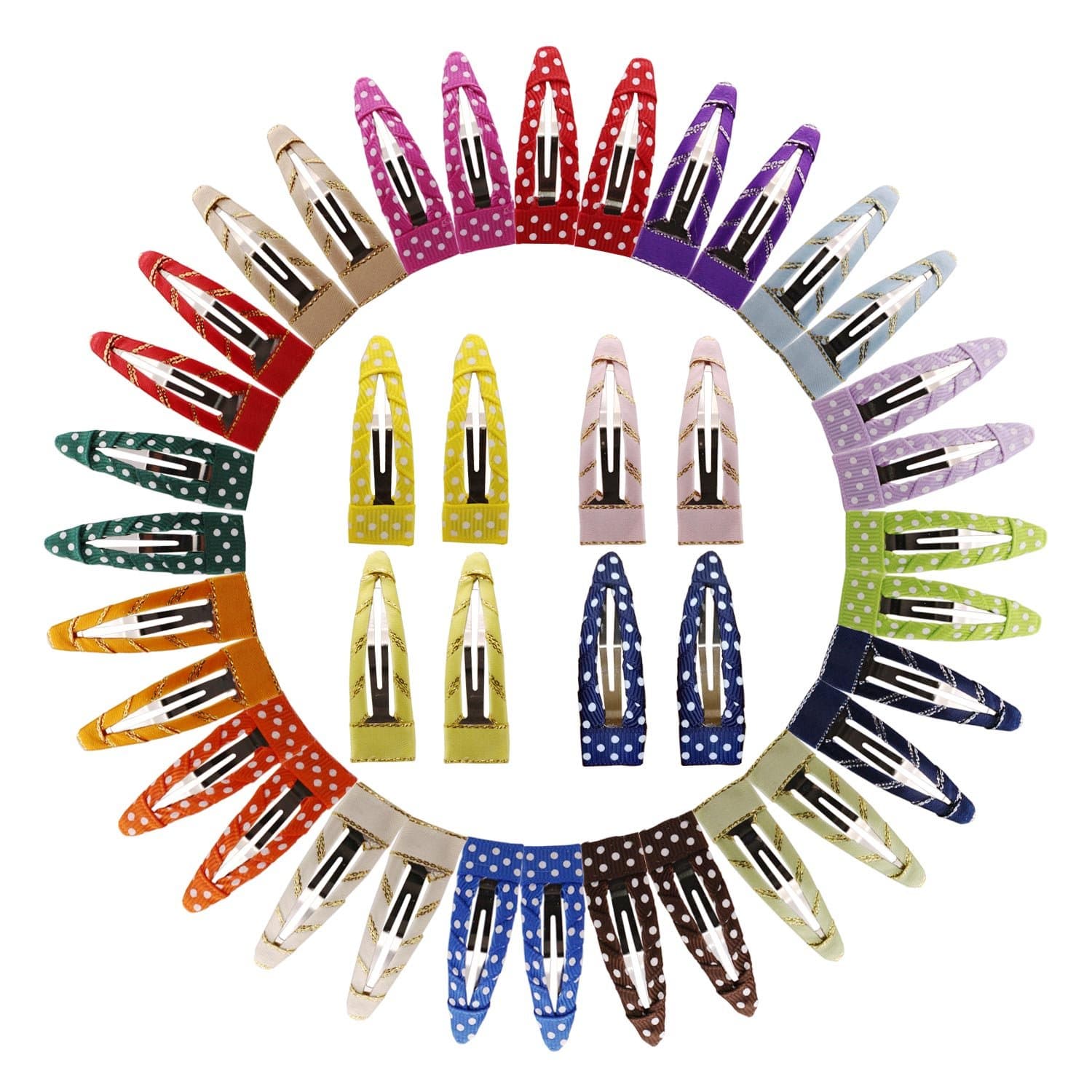 Angirl 2" Tiny Barrettes No Slip Ribbon Wrapped Snap Clips for Toddlers Baby Girls 40PCS