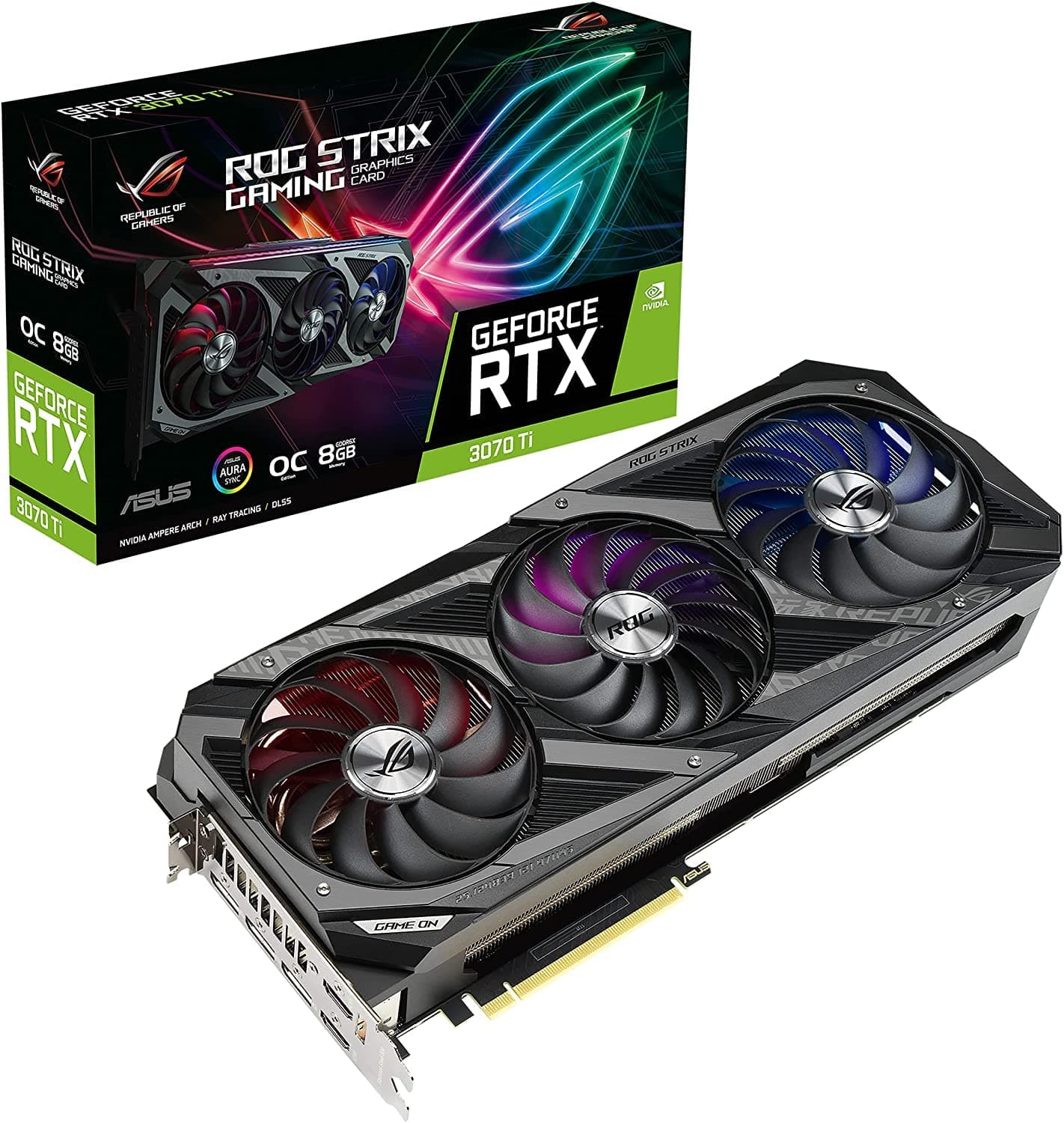 Asus ROG Strix Nvidia Geforce Rtx 3070 Ti Oc Edition Gaming Graphics Card (Pcie 4.0, 8GB GDDR6X, Hdmi 2.1, Displayport 1.4A, Axial-Tech Fan Design, 2.9-Slot, Super Alloy Power Ii, Gpu Tweak Ii)