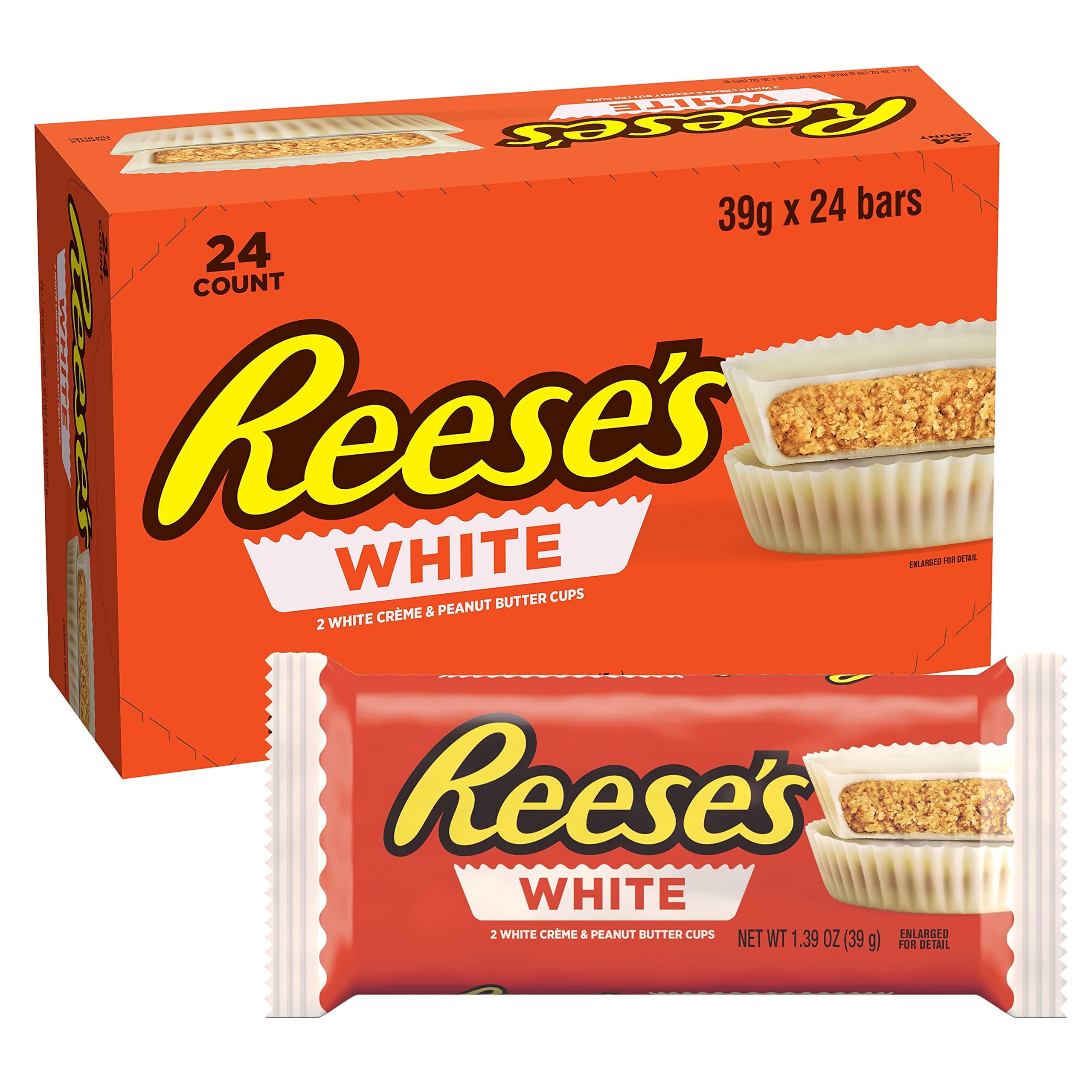 White Creme Peanut Butter Cups, 1.5 oz, 24 Count