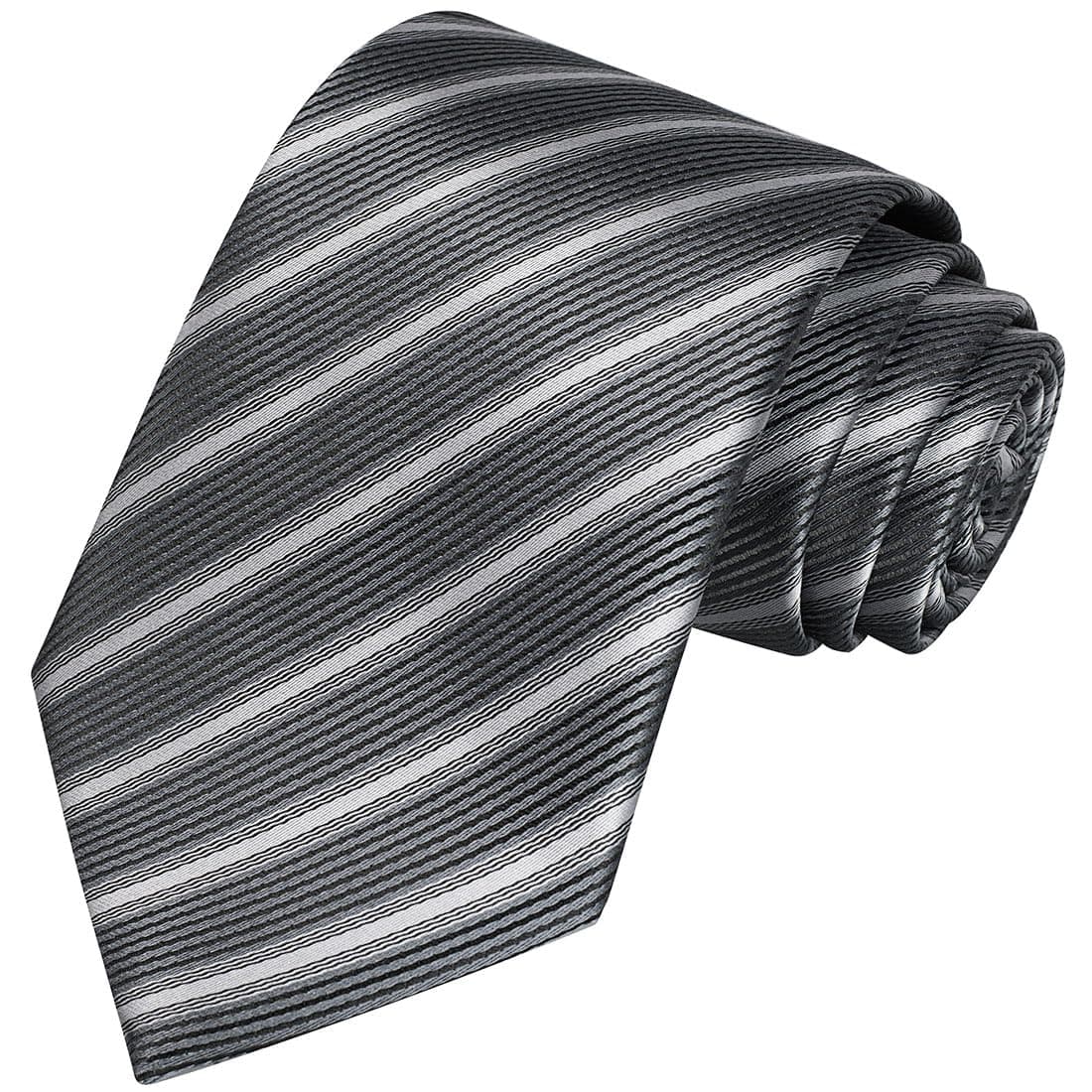 KissTies ブラックとグレーのネクタイ メンズ ストライプネクタイ ウェディングタイ + ギフトボックス