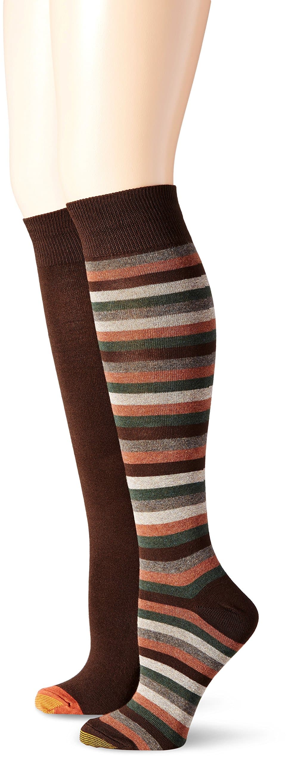 Gold Toe Women's Stripe Extended Size Knee High Sock 2-Pack