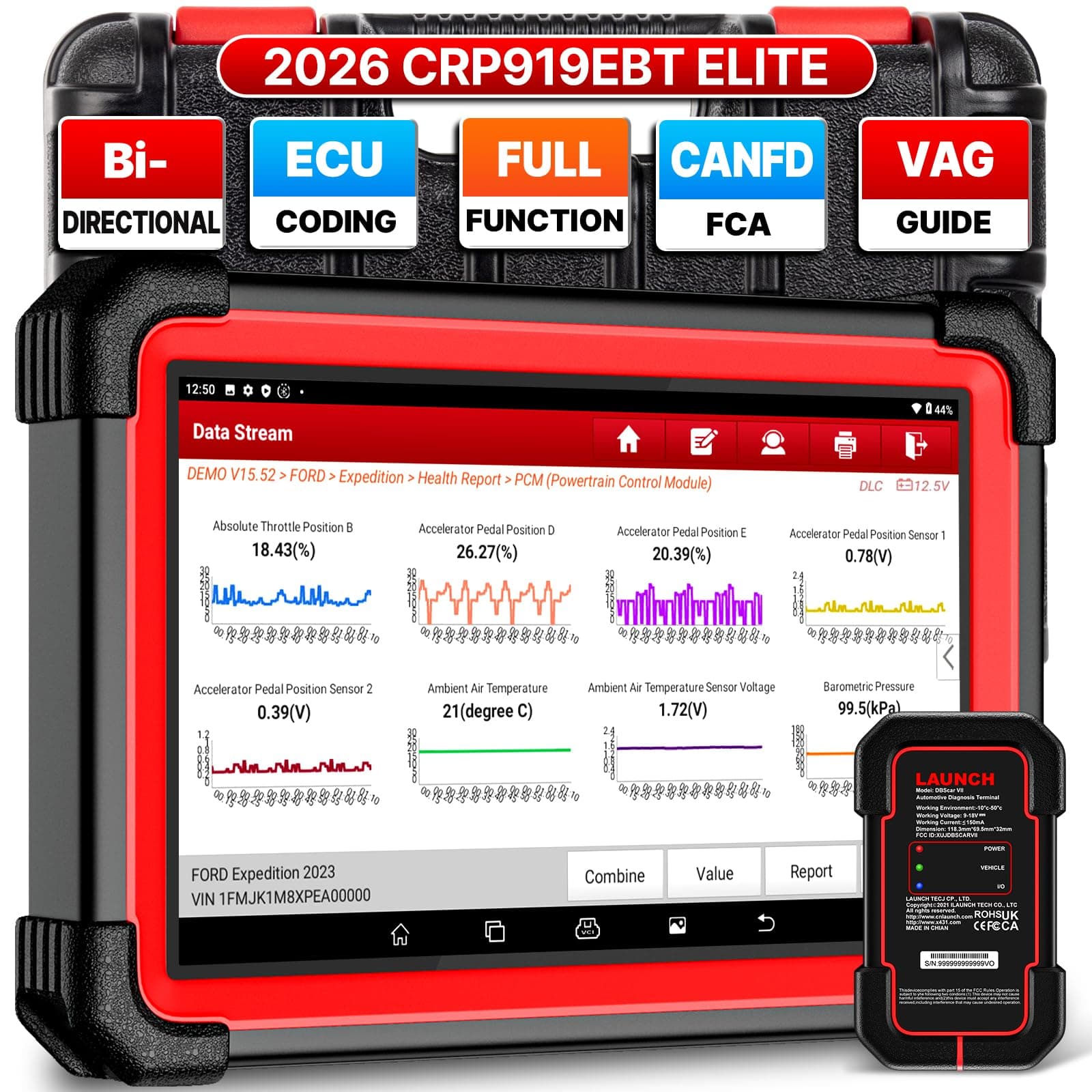 Launch X431 CRP919EBT 2025 Bidirectional Scan Tool, All-in-One Full System Diagnostic Scanner, 35+ Reset, ECU Coding, CANFD&DOIP, FCA AutoAuth, V.A.G Guide, 2Yrs Free Update, Upgraded of CRP919E