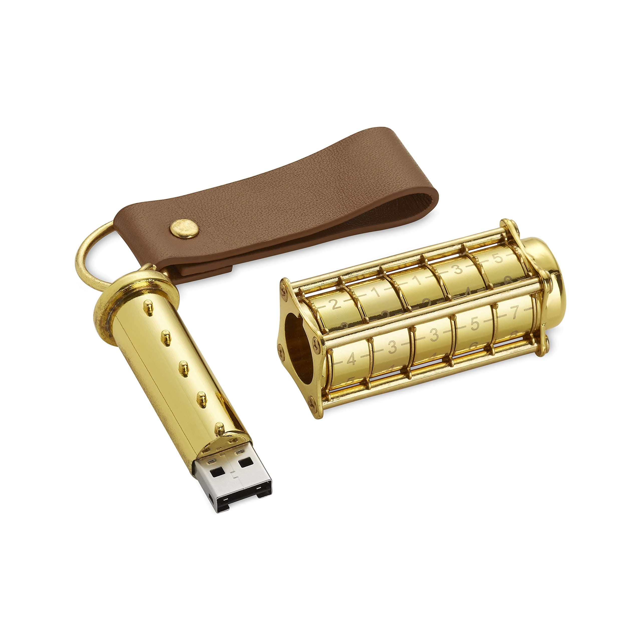 Cryptex USB Flash Drive | Unique Password Protected Flash Drive | Safely Store Up To 64gb | gold Coloured Portable Flash Drive | Inspired By Leonardo Da Vincis Sketches