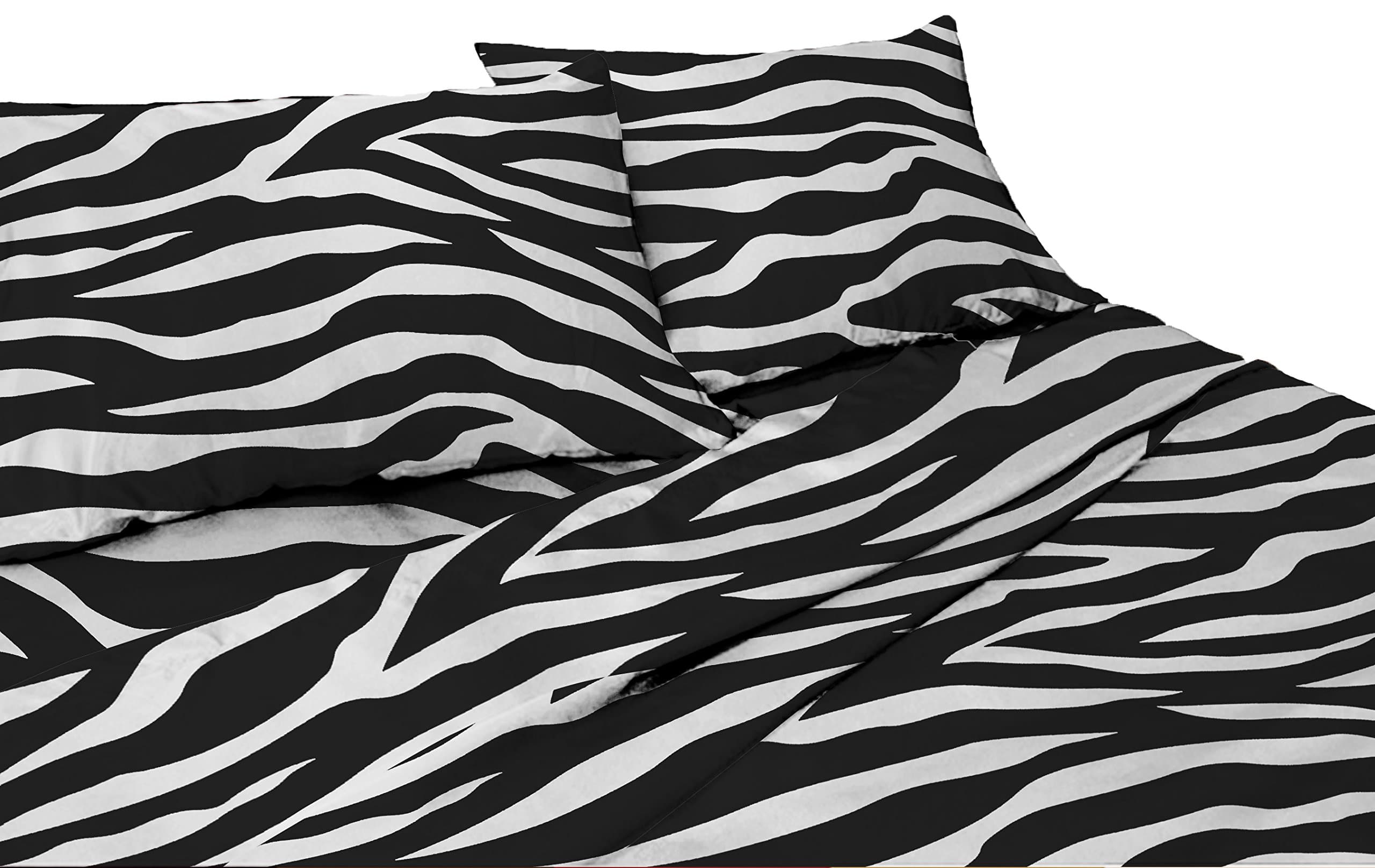 Pur Luxe Zebra Print Satin Sheet Set