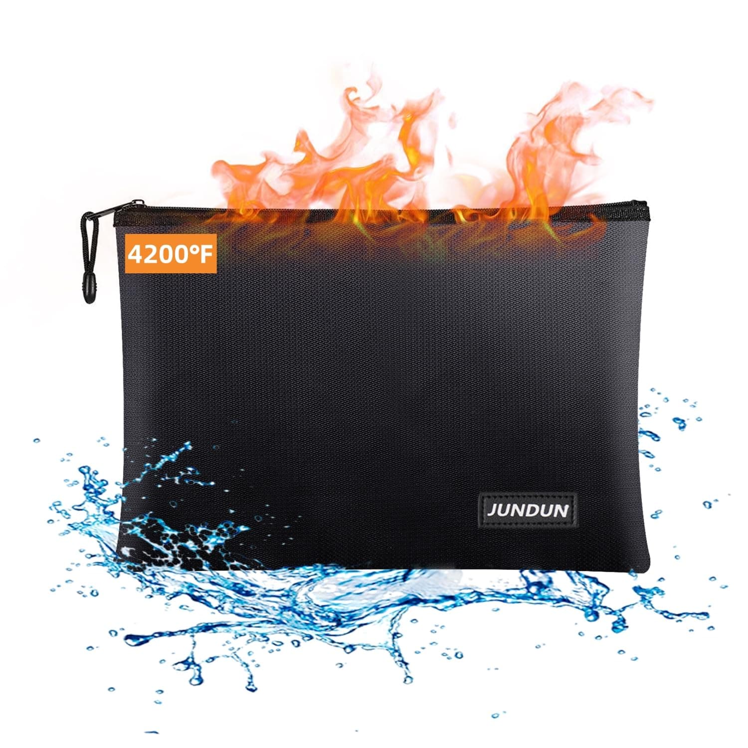 JUNDUN Fireproof Document Bags,13.4?x 9.4?Waterproof and Fireproof Money Bag,Fireproof Safe Storage Pouch with Zipper for A4 Document Holder,File,Cash and Tablet
