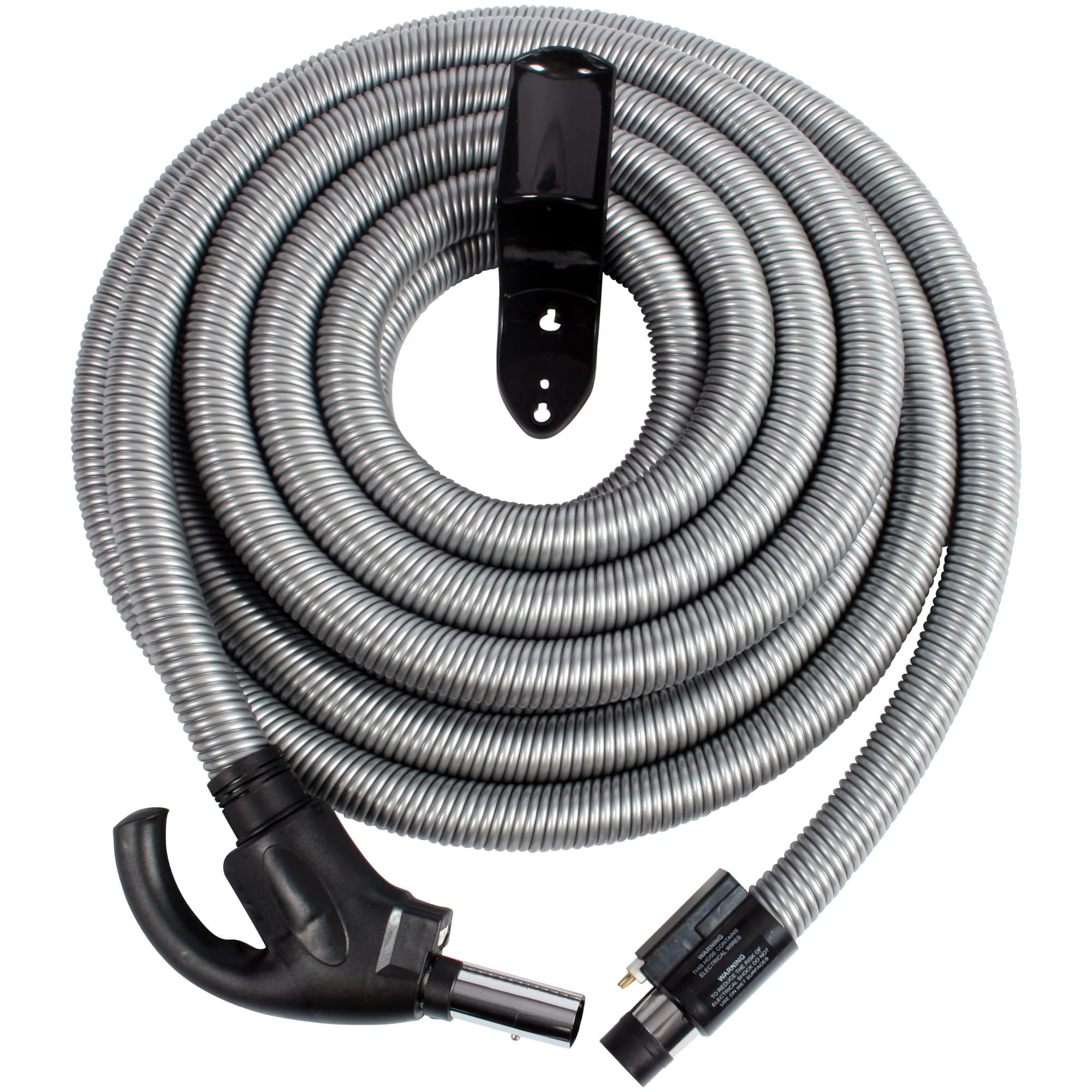 Cen-Tec Systems97217 35 Ft. Central Vacuum Direct Connect Electric Hose with Flush Handle and Hanger, Silver, DC, 35 Ft. DC Hose
