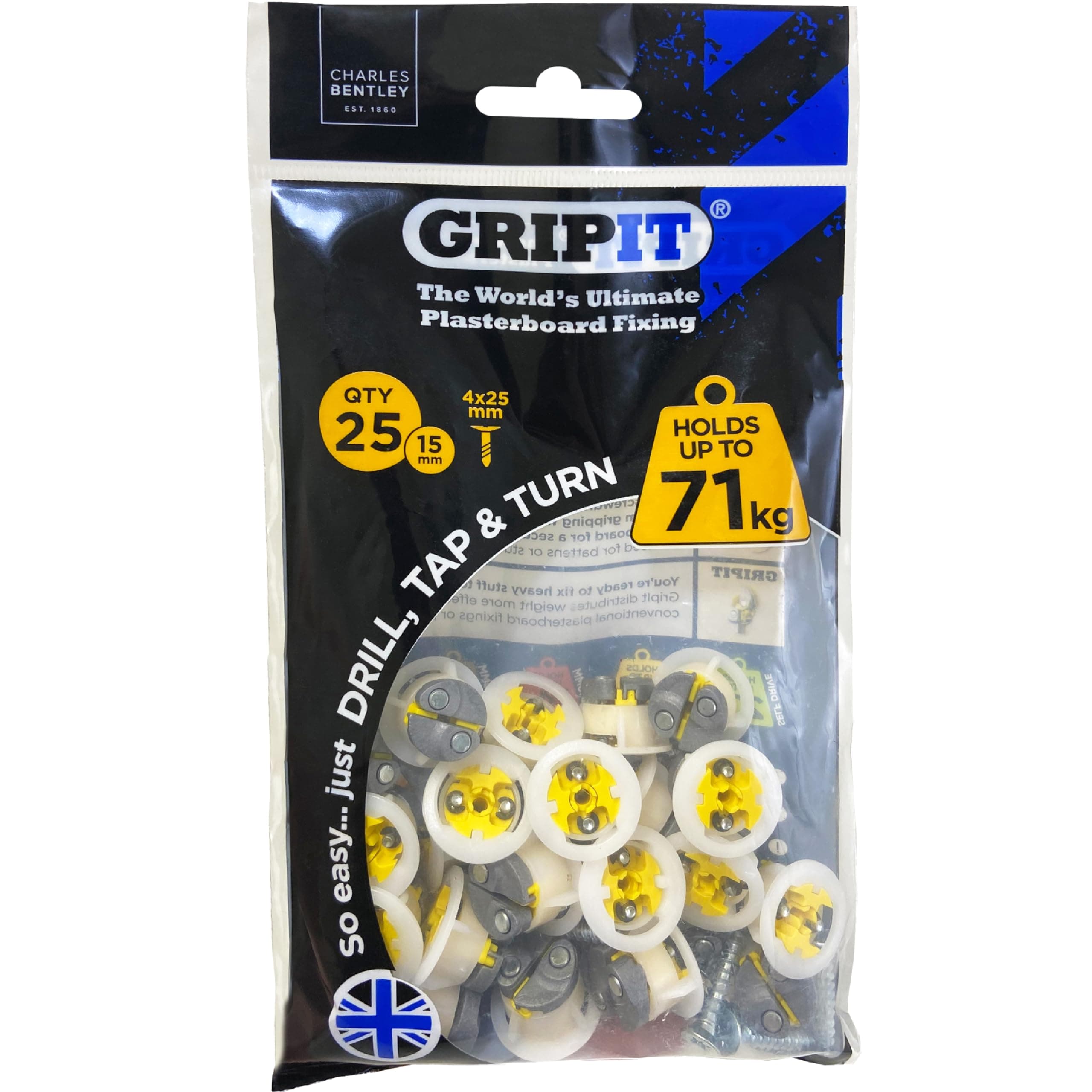 Gripit - Yellow/15mm - Pack of 25