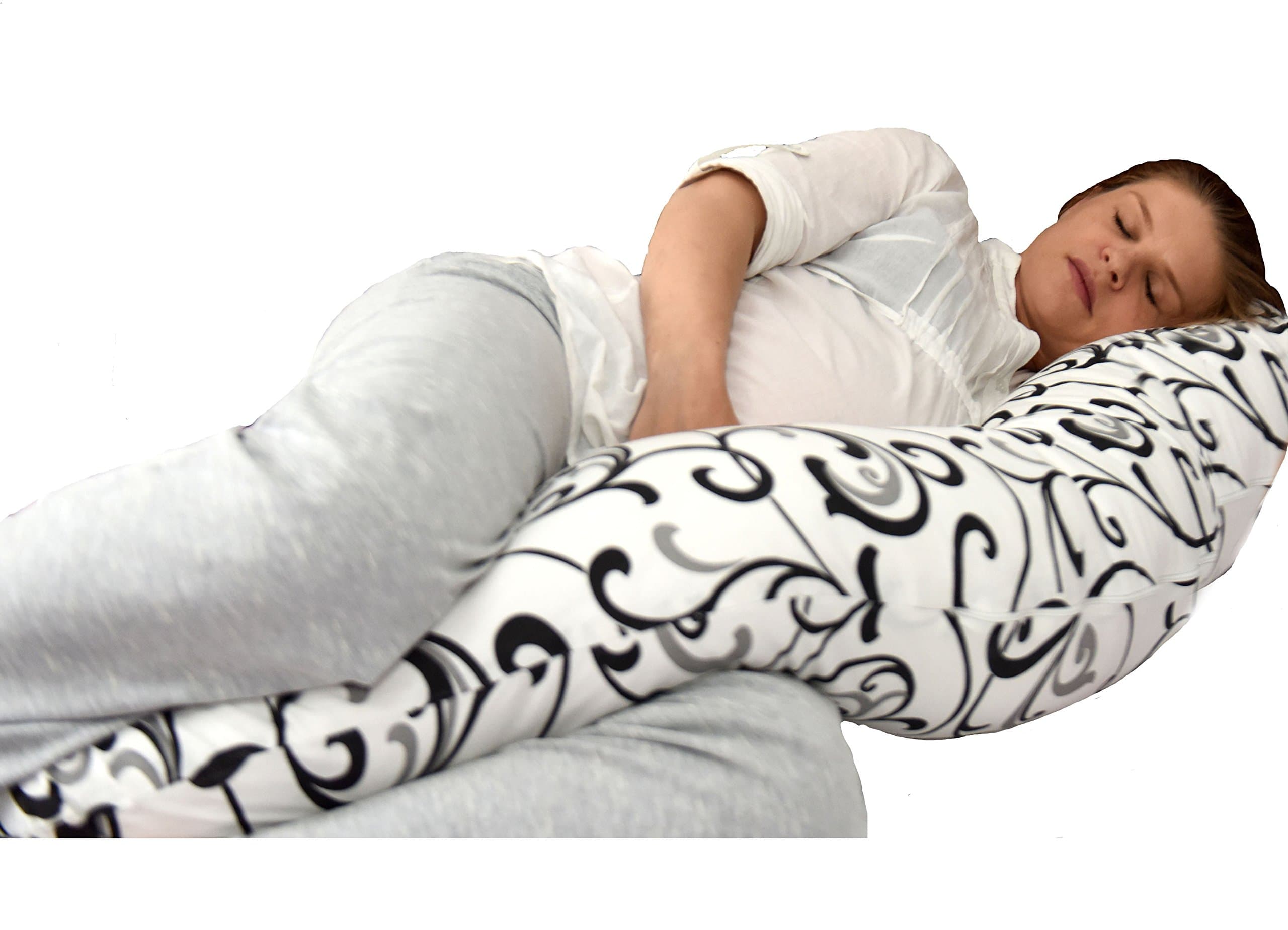 Perfect maternity pillow, unique design 5 in 1: body support, snuggle & comfortable deep sleep, nursing, baby crib, baby support, prevents crawling. Great for pregnancy pains during and after pregnancy. 100% hypoallergenic Super-ball pillow composition, 100% organic cotton for the pillow cover and a stylish zipped PILLOW CASE INCLUDED - 100% organic cotton. FREE DELIVERY IN THE UK! (Brown)