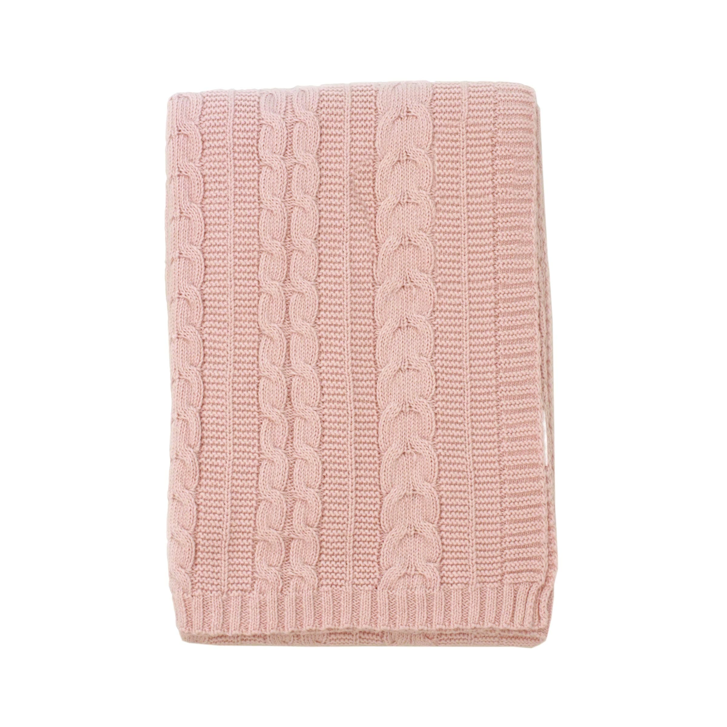 NoJoKimberly Grant Cable Knit Blanket, Pink