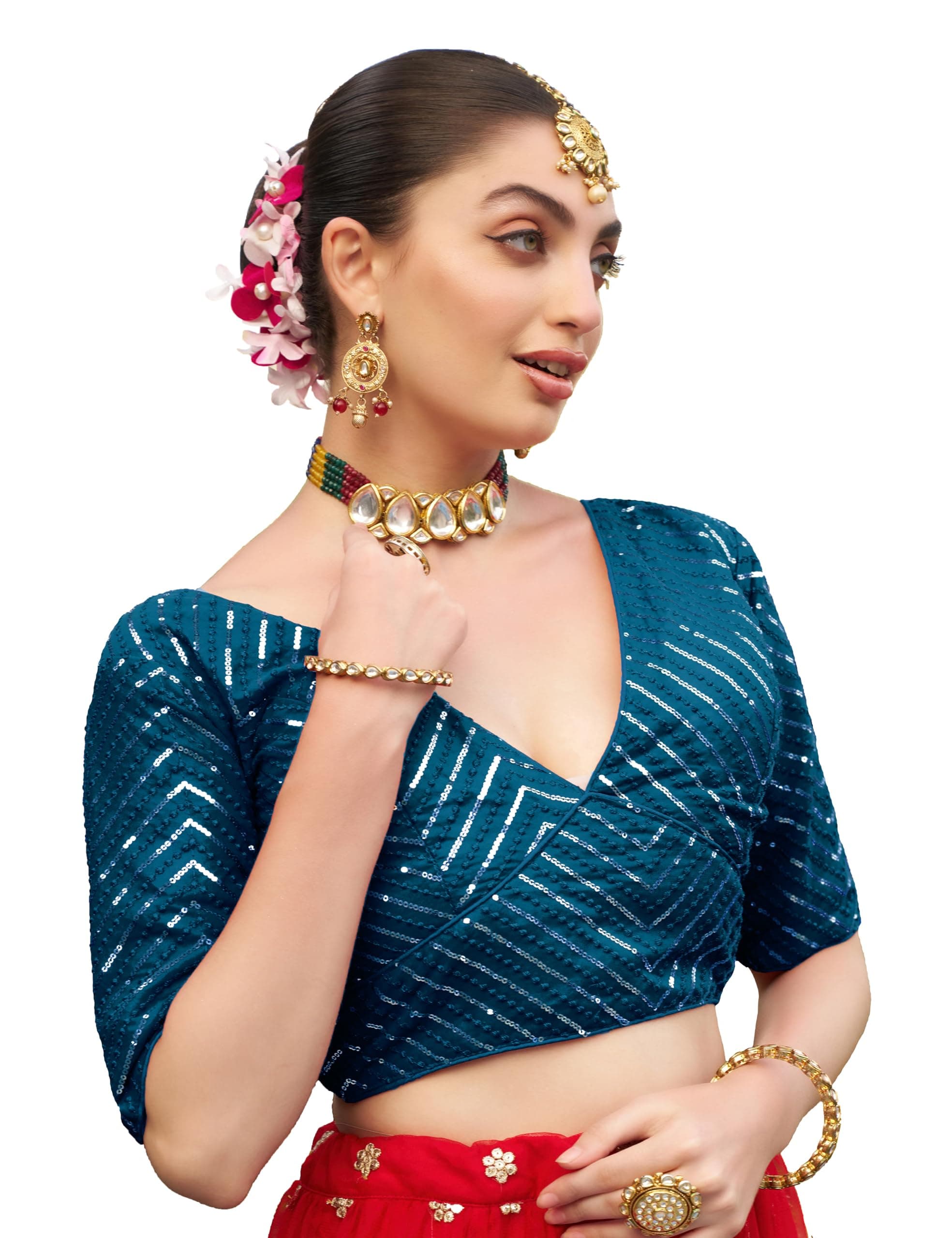 Pujia MillsWomen Georgette Half Sleeve Blouse