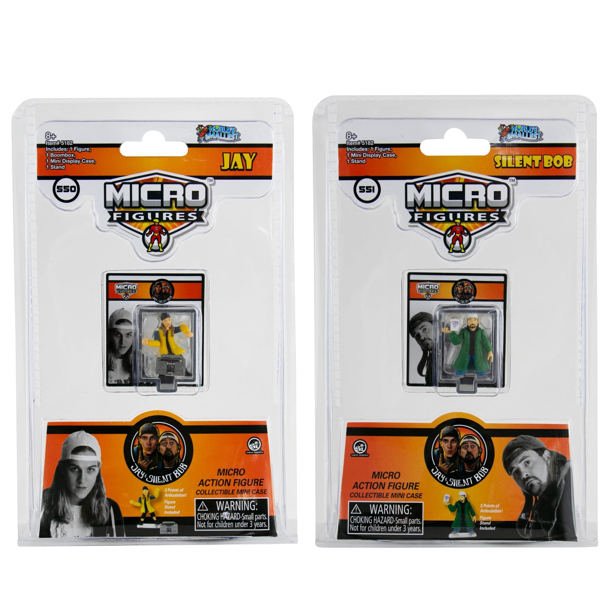 World's Smallest Jay and Silent Bob Set Bundle of 2 Micro Figures
