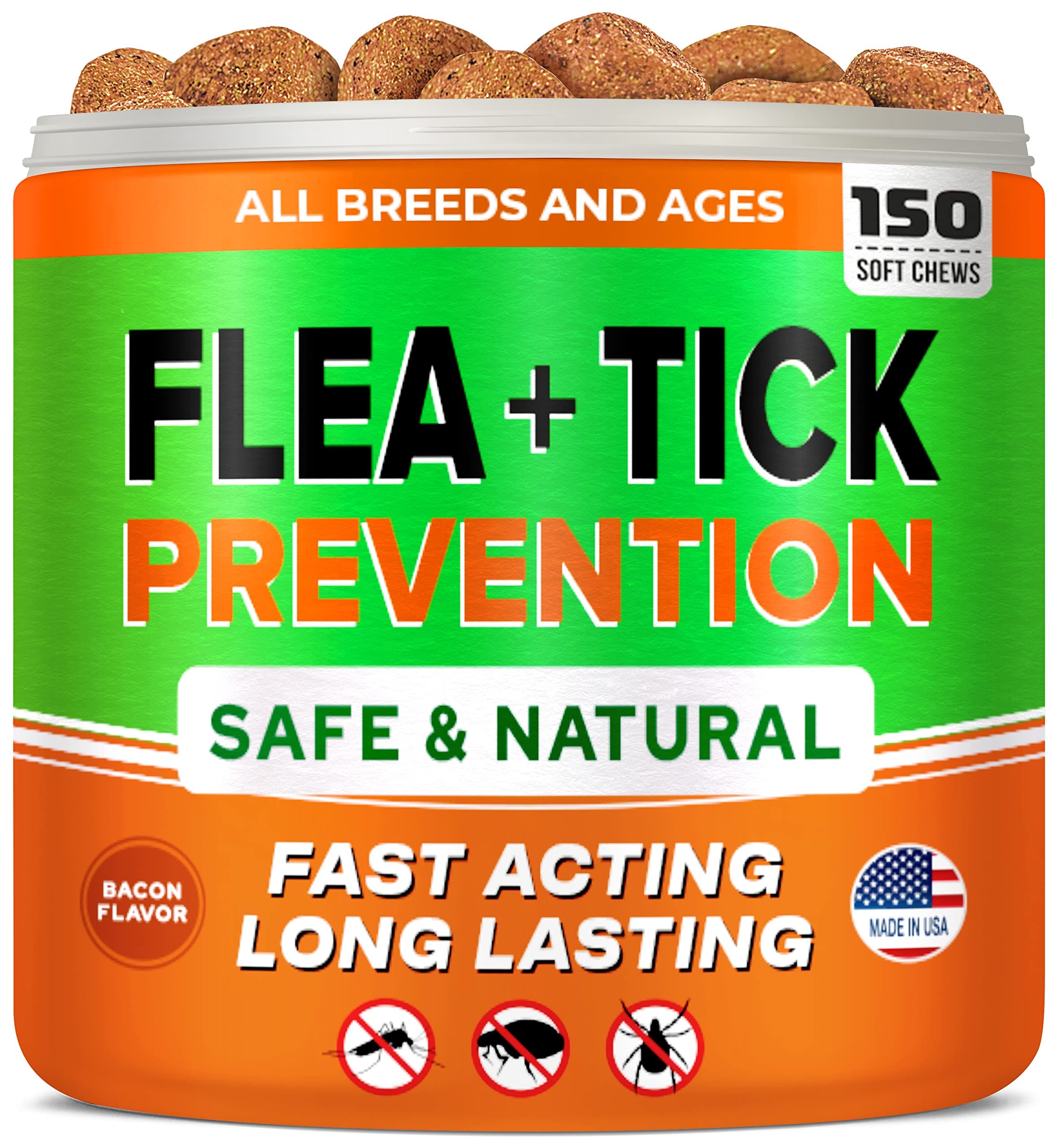 Natural Flea & Tick Prevention for Dogs Chewable Tablets - Flea & Tick Control Supplement - Oral Flea Pills for Dogs - All Breeds and Ages - Soft Chews Made in USA