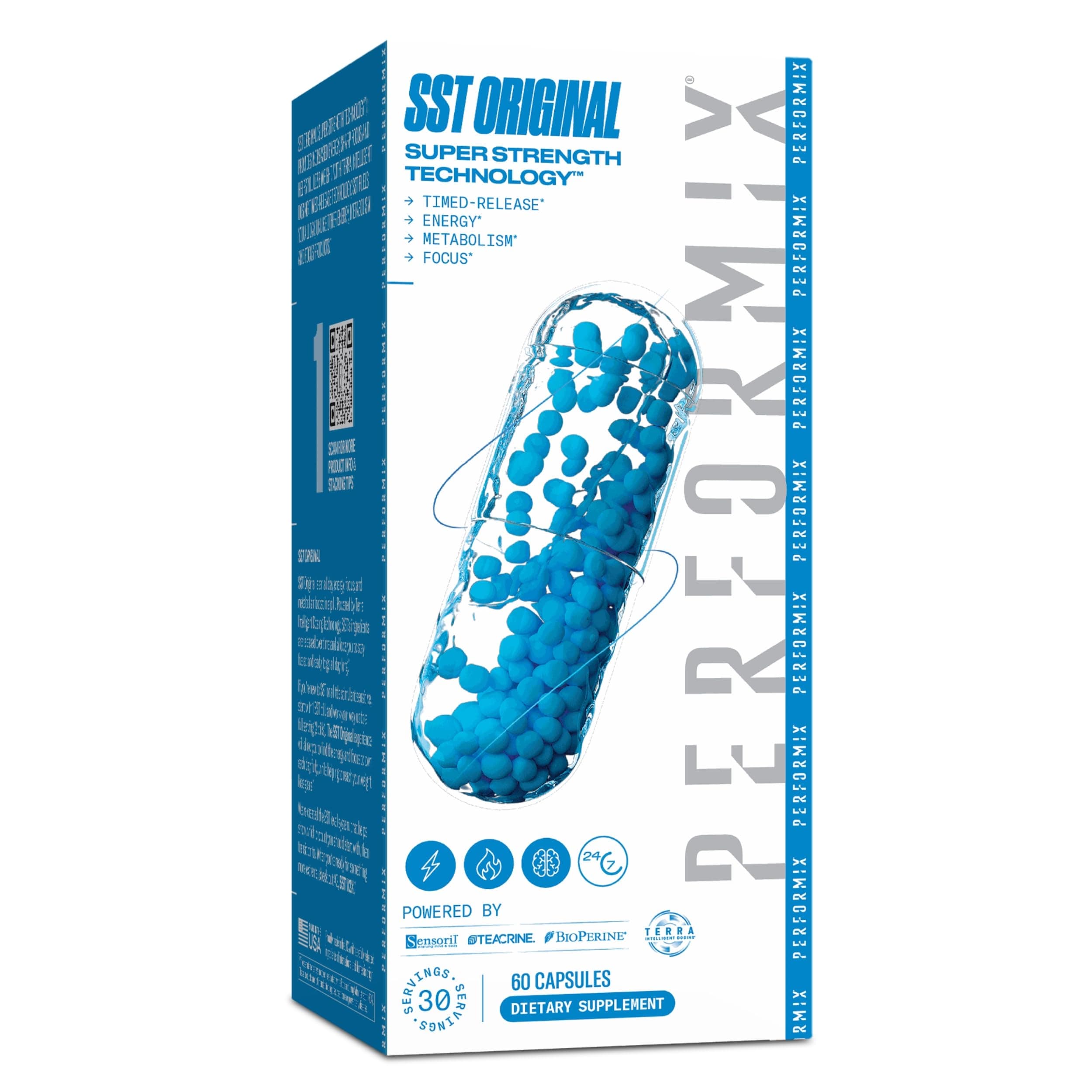 PERFORMIX - SST Original - Pre Workout - 250 mg Caffeine - Energy Supplements - No Crash - Fitness Goals - Nootropic - Timed-Release for All Day Focus, Mood & Energy Boost - Men & Women - 60 Capsules