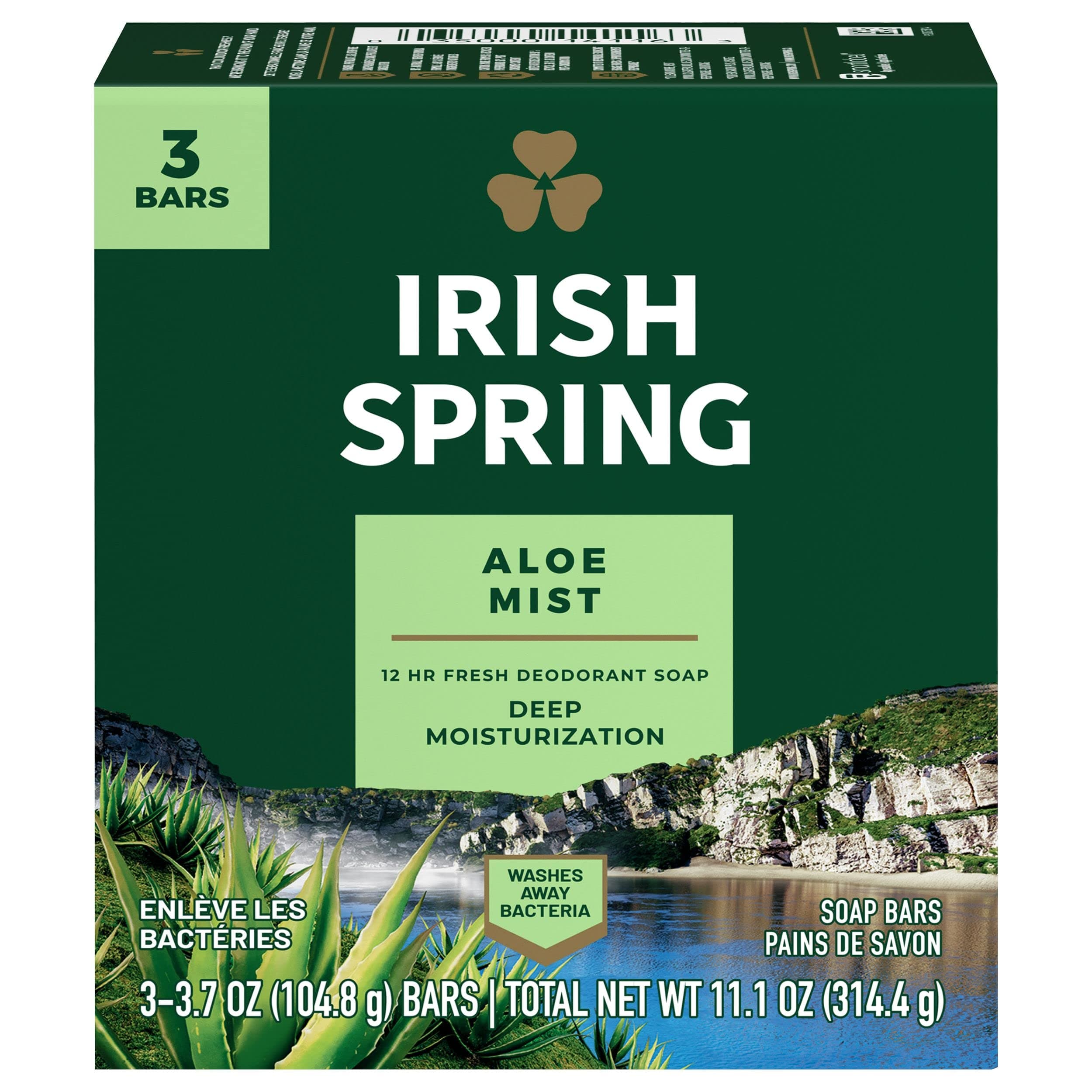 Aloe Deodorant Soap Irish Spring 3 x 4 oz Deodorant For Unisex