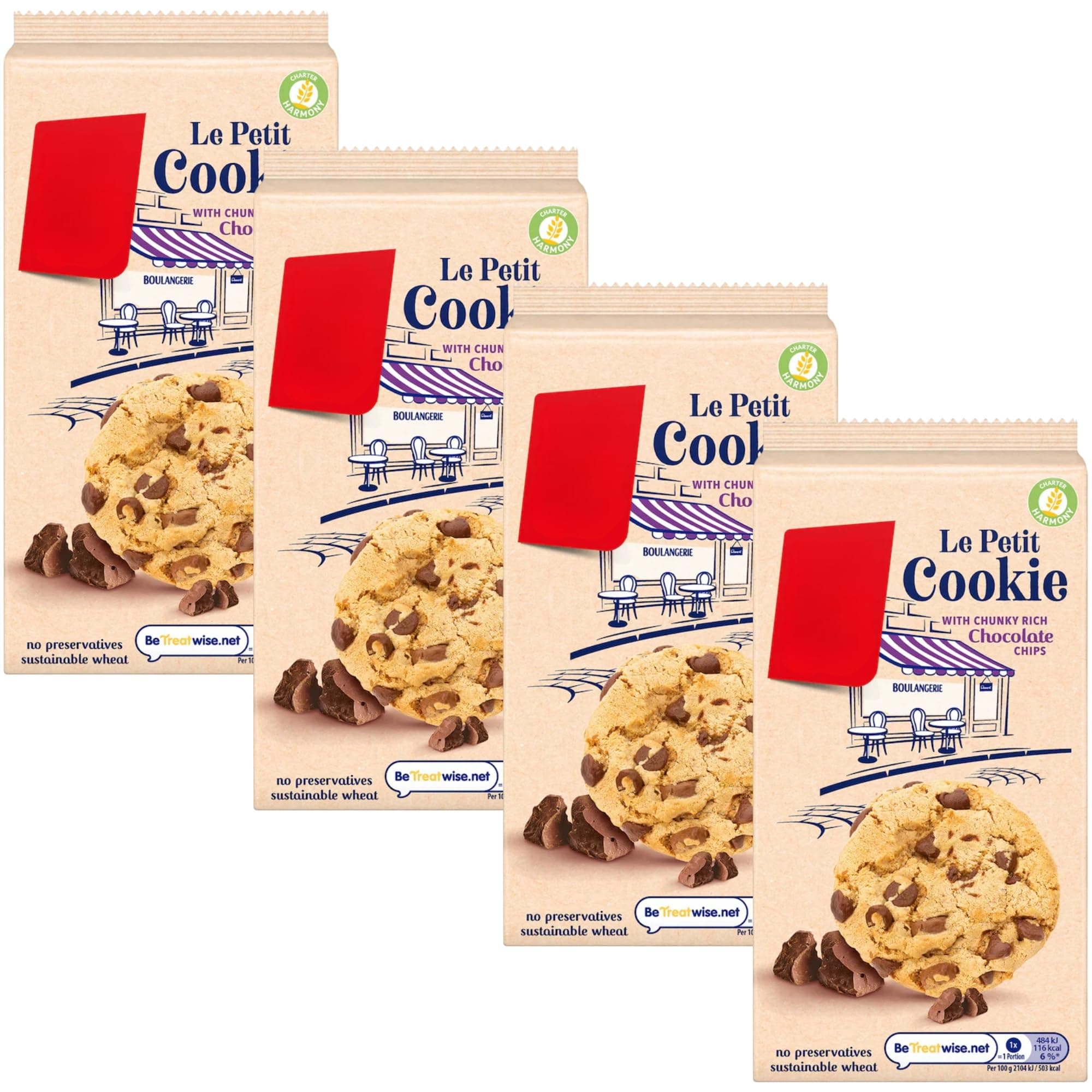 Biscuit Bundle With Lu Le Petit Chocolate Chip Cookies 184g (4 Pack)