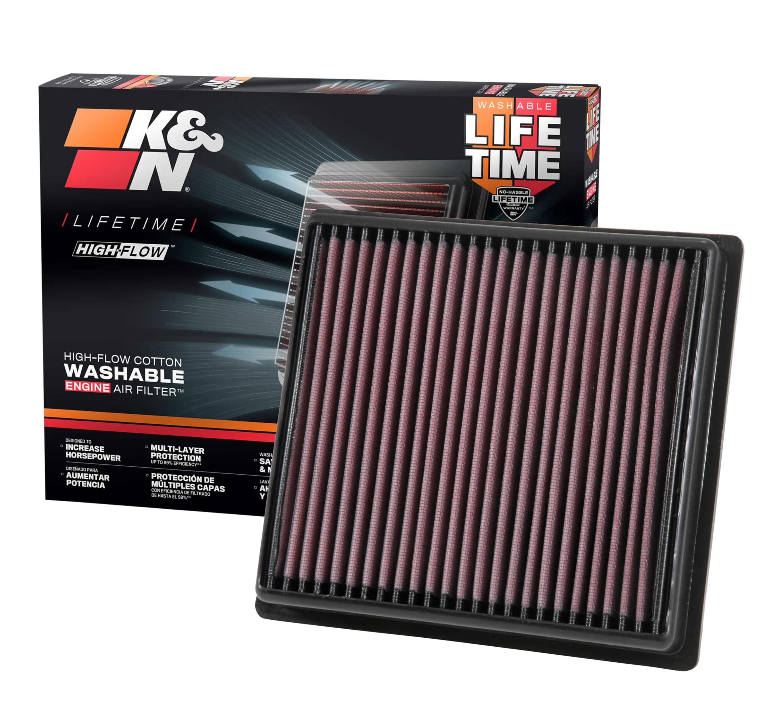 High-Flow Original Lifetime Engine Air Filter: Increase Power: Premium, Washable: Compatible with 2016-2025 Subaru: Ascent, Crosstrek, Forester, Impreza, Legacy, Outback, WRX, XV, 33-5064