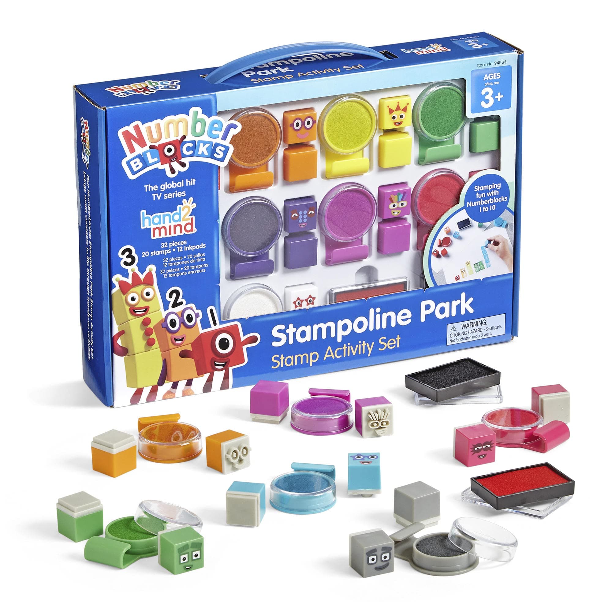 – hand2mind Numberblocks Stampoline Park Stamp Activity Set, 20 Stamps, 12 Washable Ink Pads, Number Toys, Kids Arts & Crafts, Preschool Math Toys, Toddler Learning Activities, Birthday Gifts for Kids