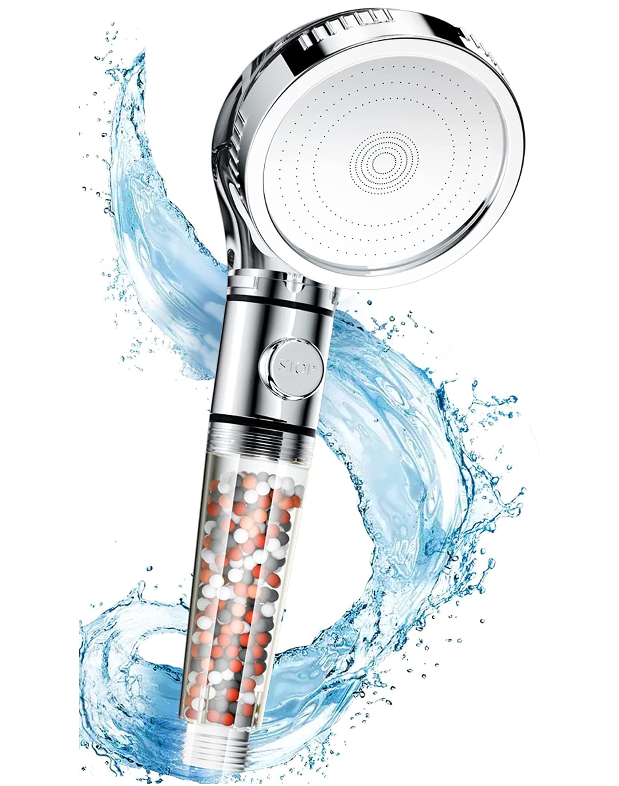 Sky Touch High Pressure Filtered Shower Head For Hard Water And Filtering Impurities, Hand Held Shower Head With Filter Balls.