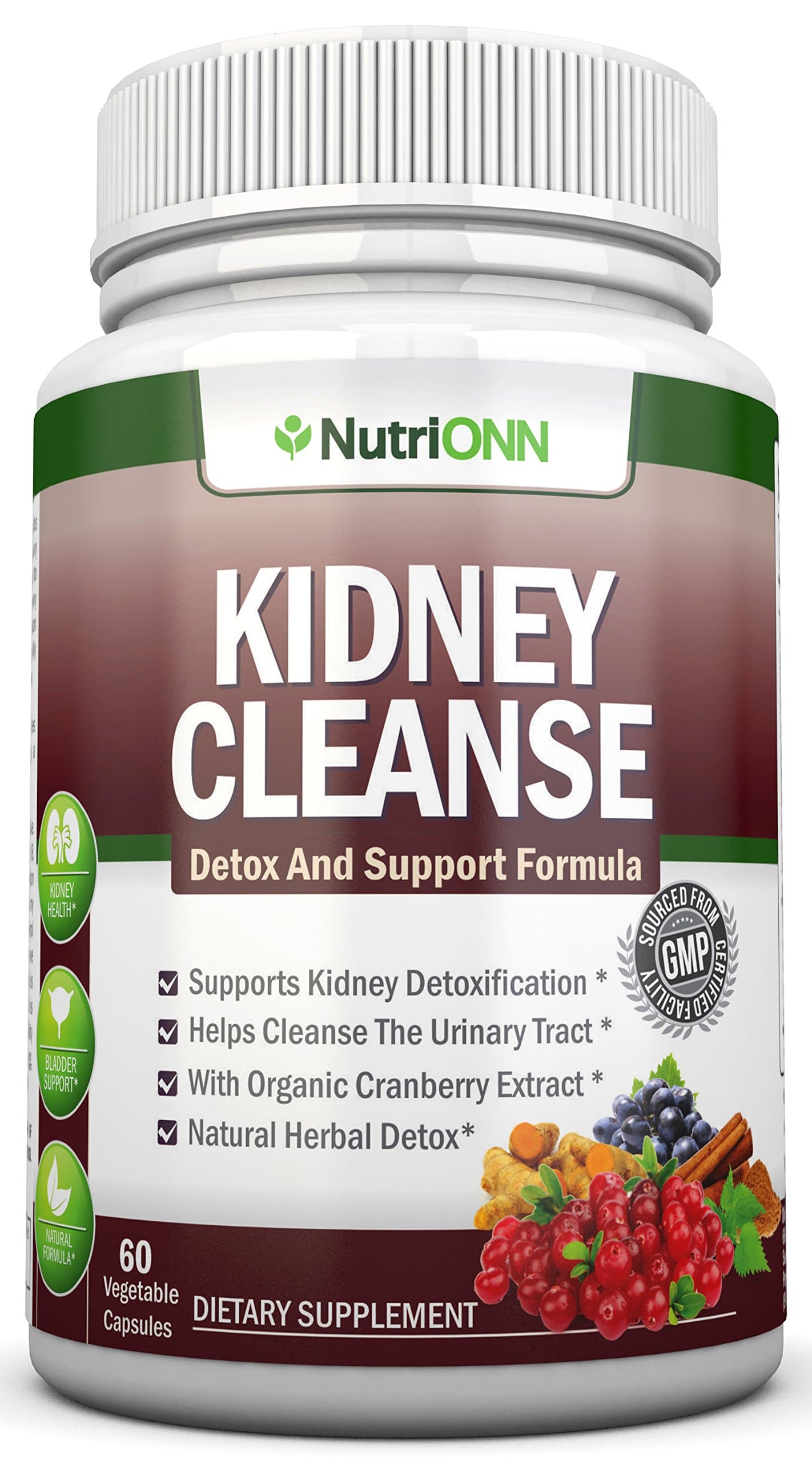 KIDNEY CLEANSE - Detox and Support For Urinary Tract, Bladder and Kidneys - All Natural Herbal Supplement Formula With Organic Cranberry, Astragalus, Turmeric, Goldenrod, Gravel Root, Juniper and More