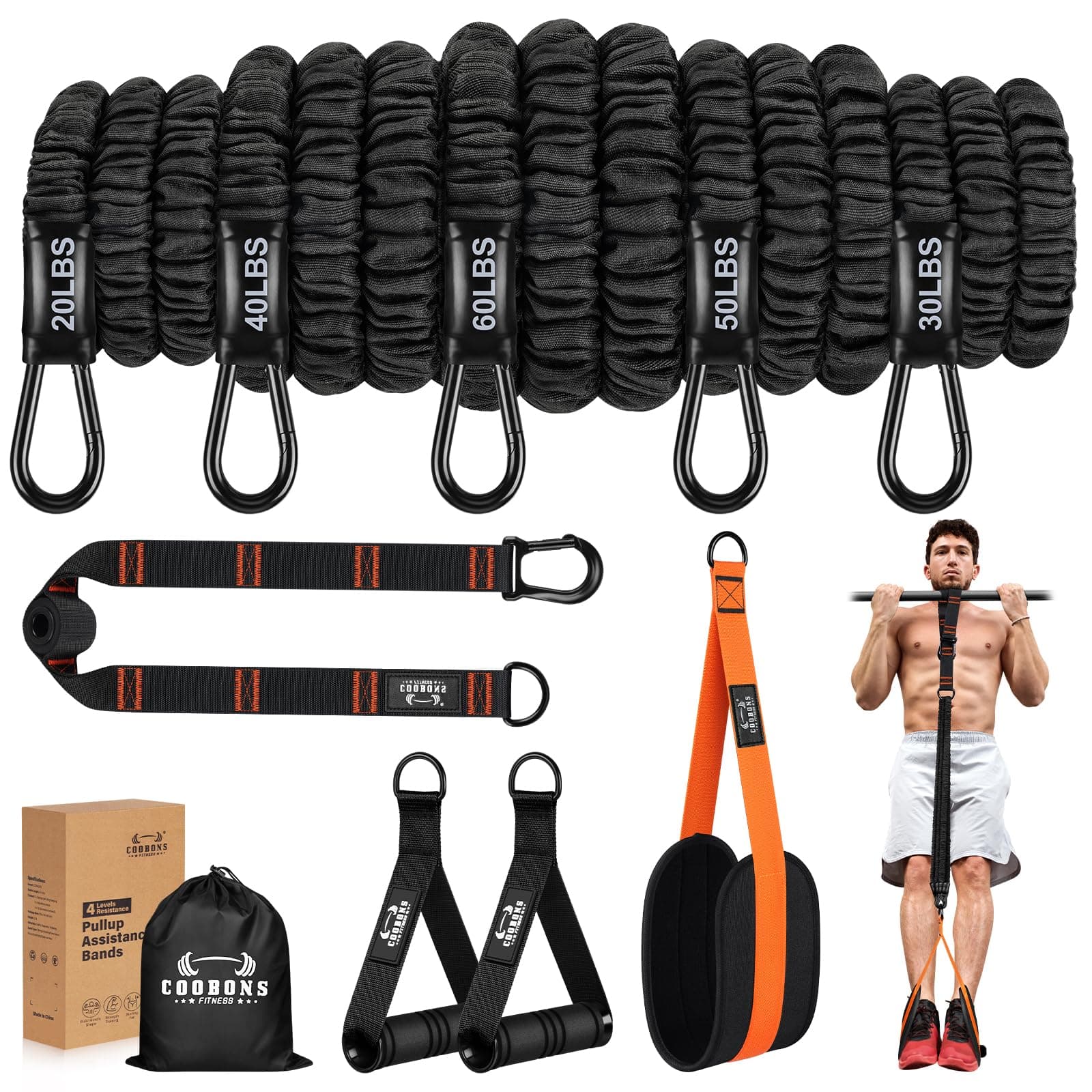 Resistance Bands, Exercise Bands, Resistance Bands for Working Out, Pull Up Assistance Bands, Work Out Bands with Handles for Men and Women Fitness, Strength Training Equipment