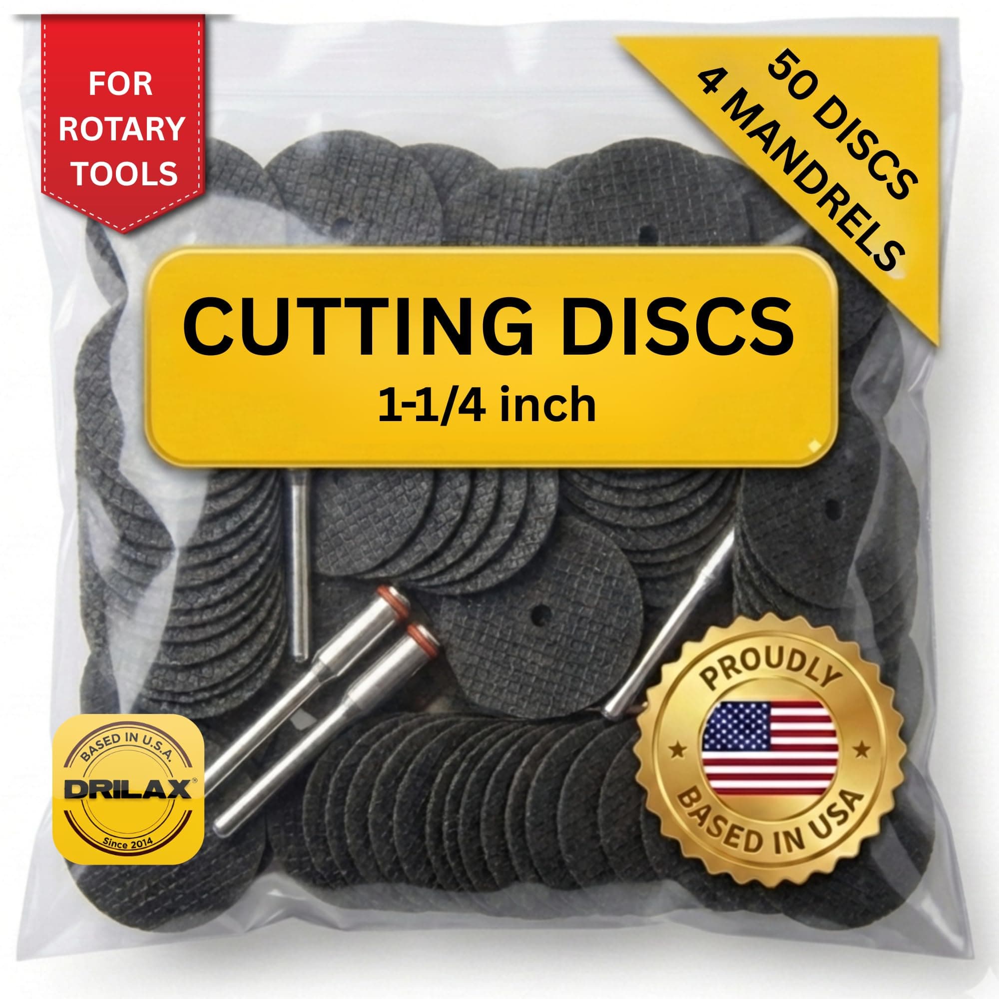 Rotary Tool Cutting Discs for Metal 50 Pcs Cut Off Wheels Double Fiberglass Reinforced Cut Off Tool Set with 4 Mandrels Compatible with Dremel Cutting Discs 426 426b