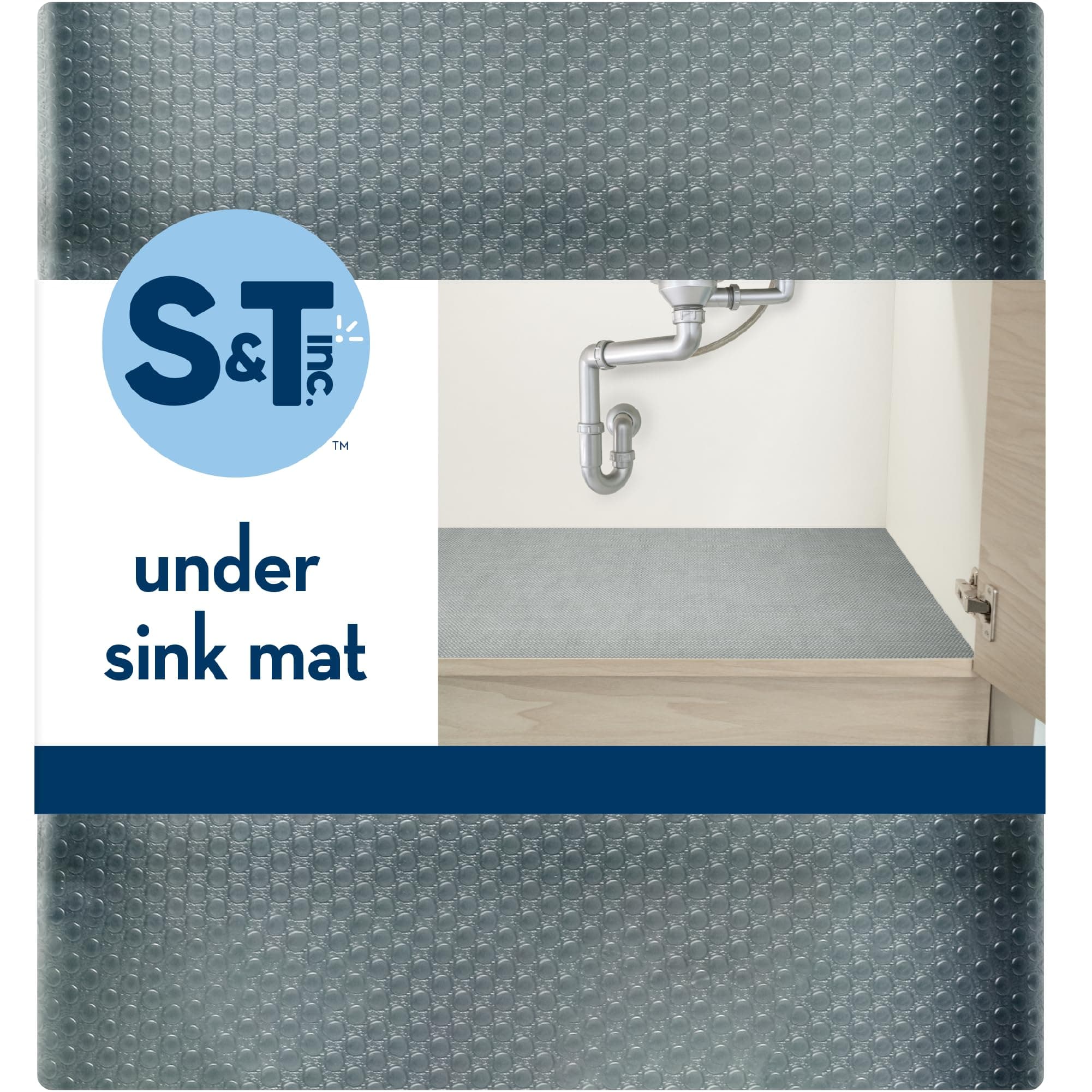 S&T INC. Under Sink Mat, Shelf Liners for Kitchen Cabinets Non Adhesive, Waterproof and Plastic Kitchen Shelf Liner, Charcoal Grey, 24 in. x 48 in