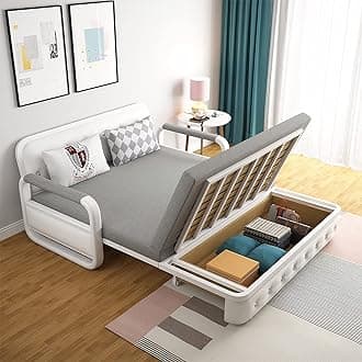 UNICORN FURNITURE Sofa Bed Modern Reclining Foldable Bed Pull Out Sofa Bed With Storage Multifunctional Convertible Space Saving SofaBed For Living Room, Loft Room, Office, Guest Room (Grey/White)