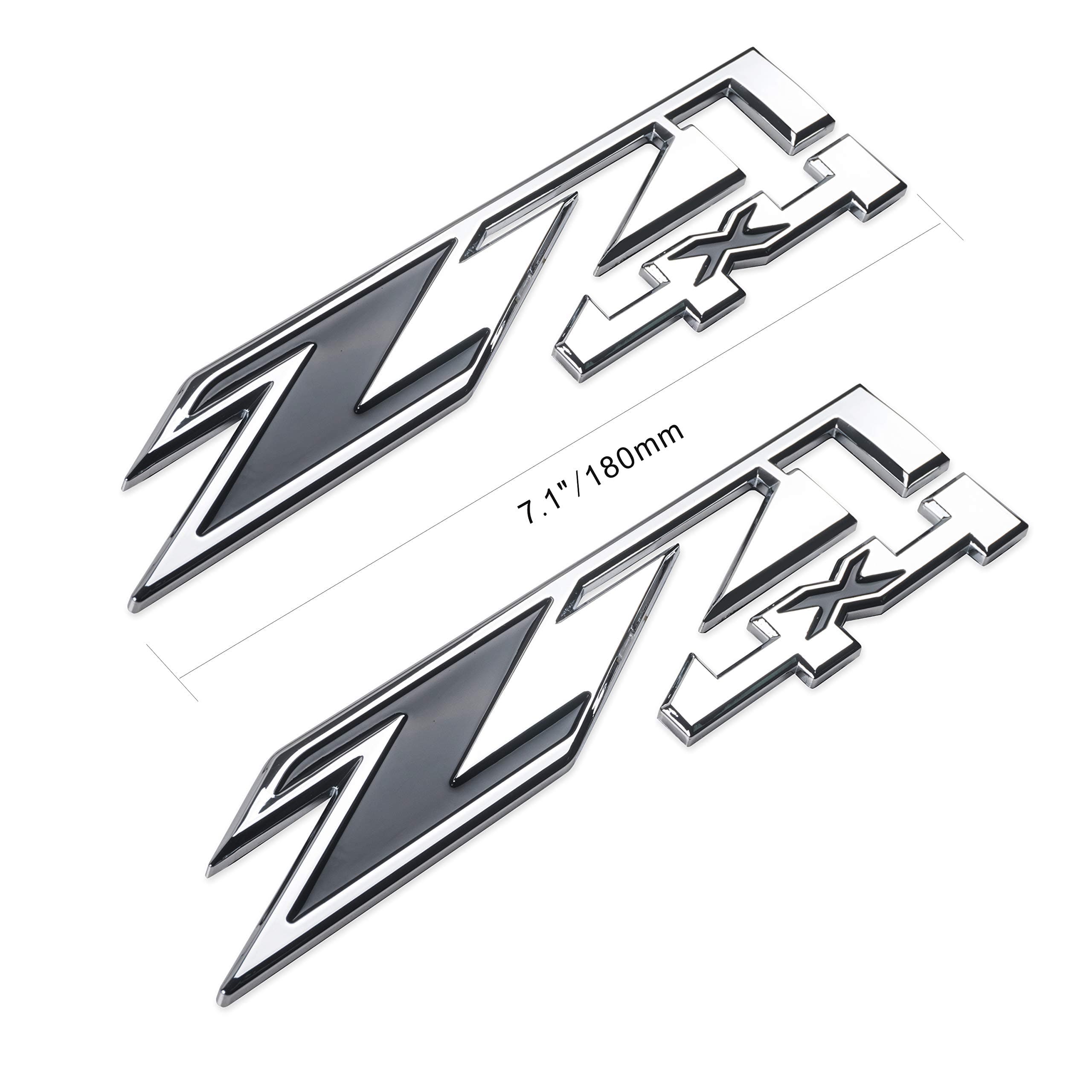 Z71 4x4 Emblems 7.1" 3D Z71 Decal for Chevy Silverado Sierra 2Pack (Silver)