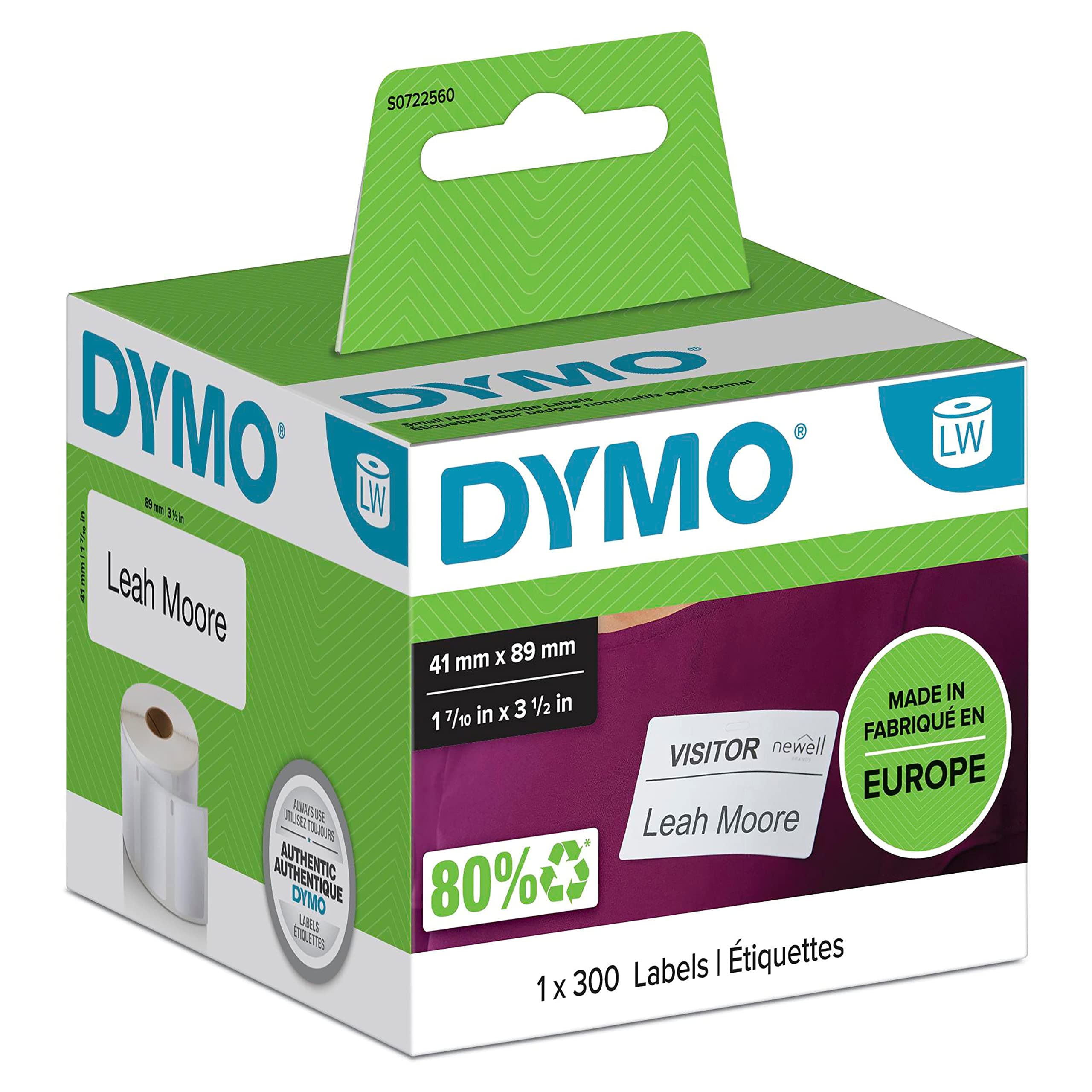 Dymo Name Badges 41 x 89 mm White Pack of 300 11356