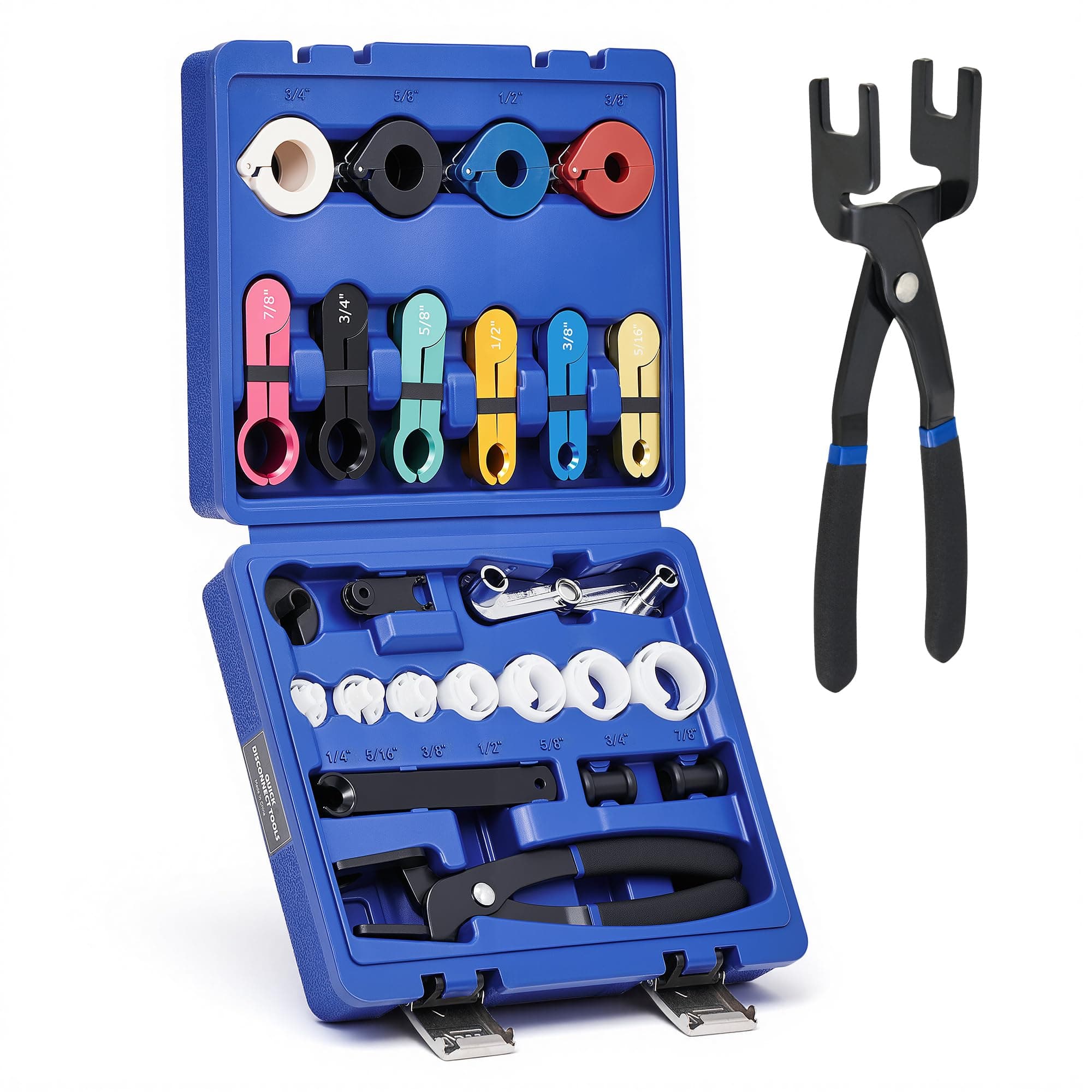 Orion Motor Tech 26pc Master Quick Disconnect Tool Kit, Fuel Line Disconnect Tool Set with Fuel and AC Disconnect Pliers, Fuel Line Removal Tool Set for AC Fuel & Transmission Systems, Blue