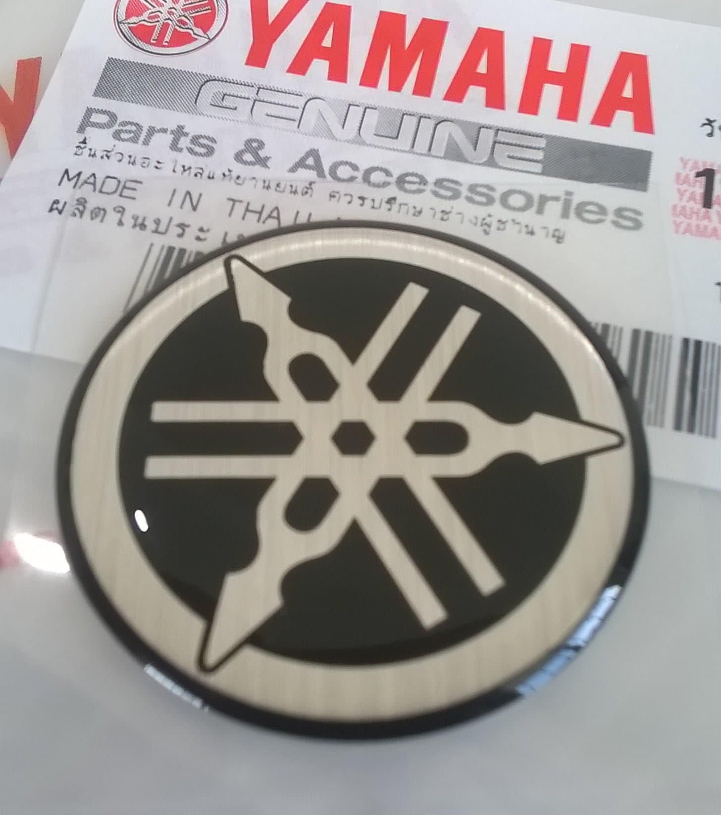 YAMAHA 30MM Diameter Tuning Fork Decal Sticker Emblem Logo Black/Silver Raised Domed Gel Resin Self Adhesive Motorcycle/Jet Ski/ATV/Snowmobile