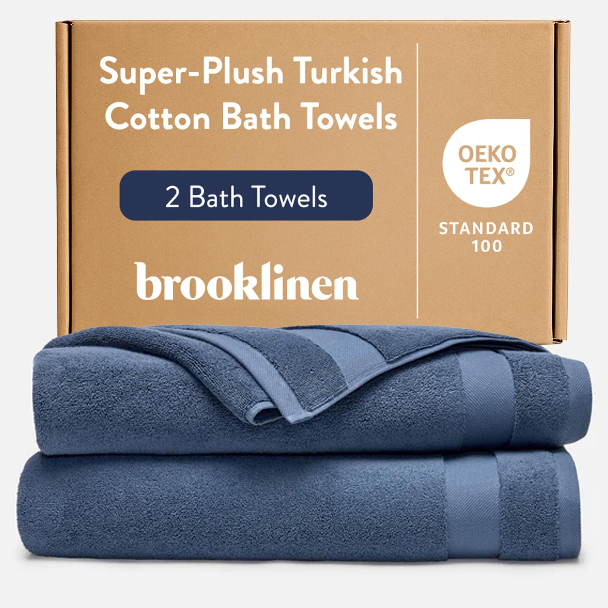 Brooklinen Super-Plush 100% Turkish Cotton Bath Towels - Set of 2-770 GSM, Highly Absorbent, Machine Washable, Perfect Bath Towel Set for Home & Bathroom (30" x 58", Abyss Blue)