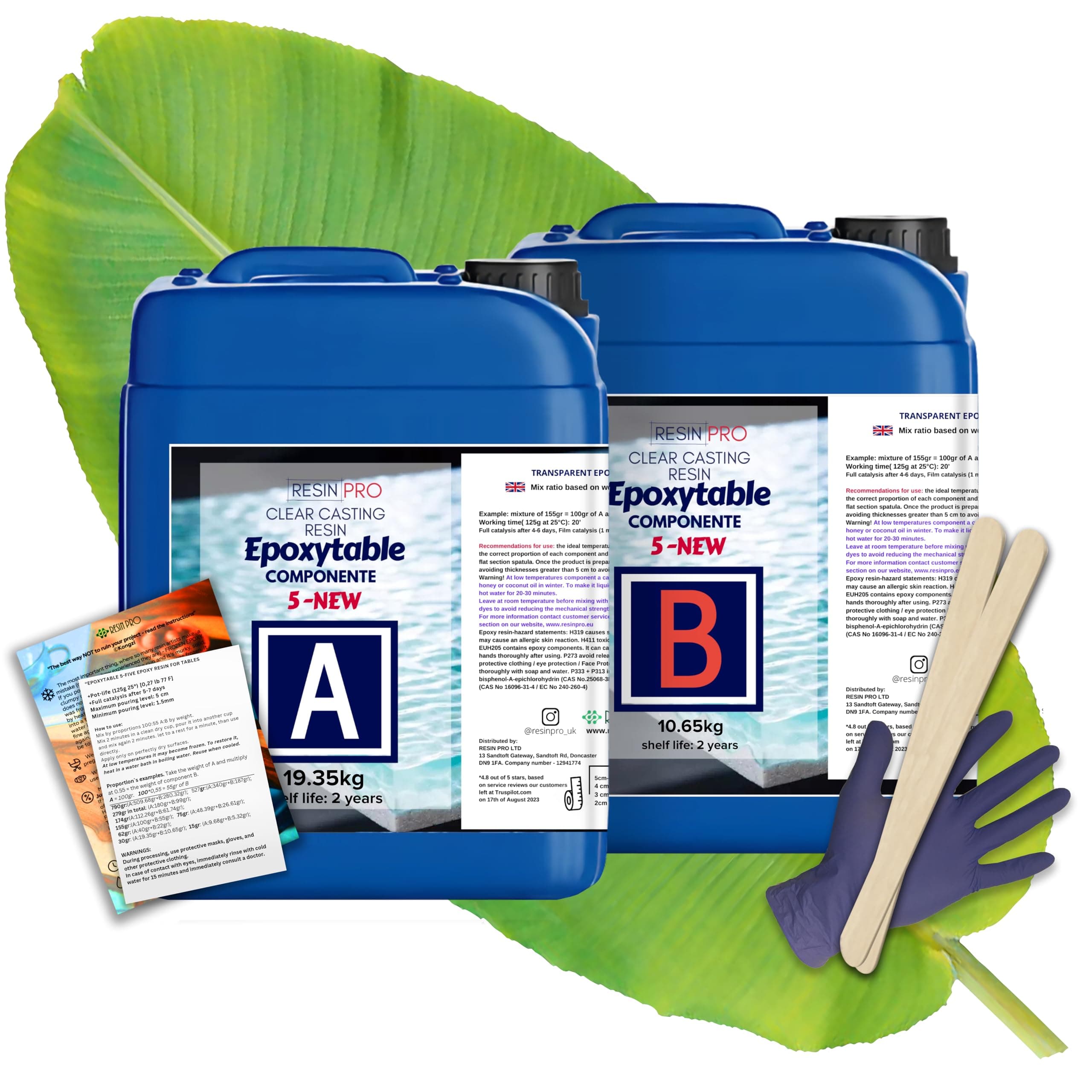 30 Kg Epoxy Resin Epoxytable Five Ideal for creating River Table, Furniture, Clear Casting, Countertops 5 cm, Jewellery and Artistic Creations, Non-toxic Certified, Technical Assistance in English